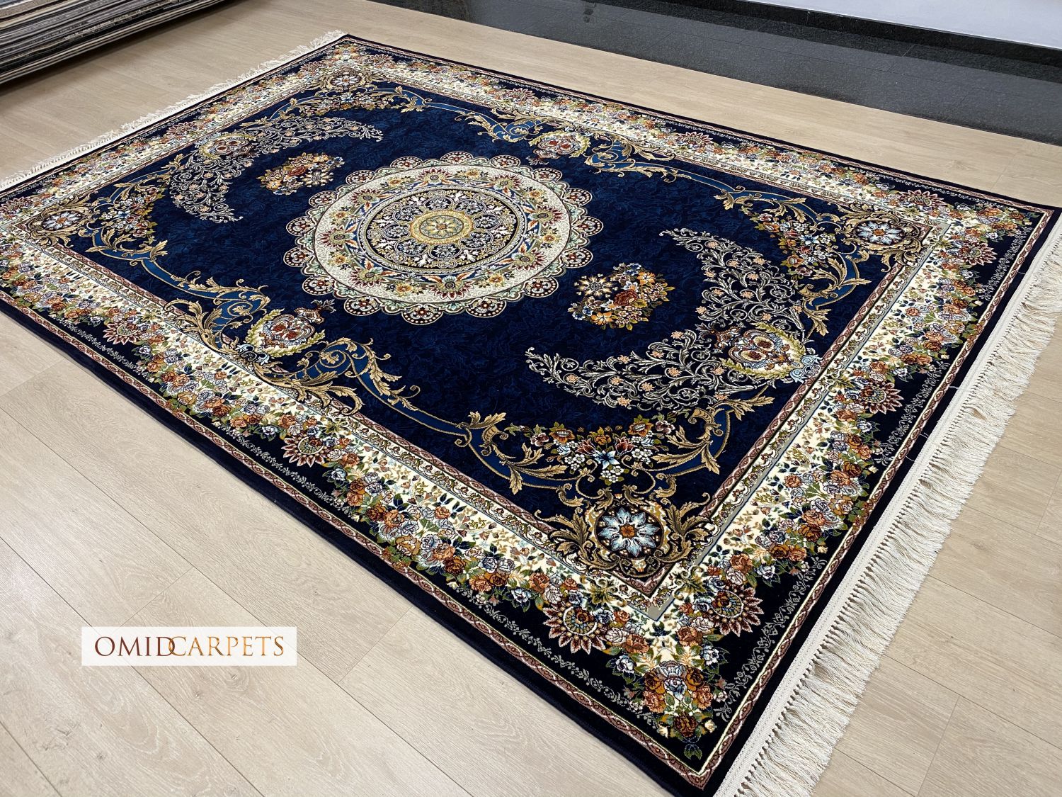 قالین 700 شانه * Blauw Tapijt Laagpolig Klassiek Vloerkleed - Omid Premium Classic - 1,5 Miljoen punten/m²