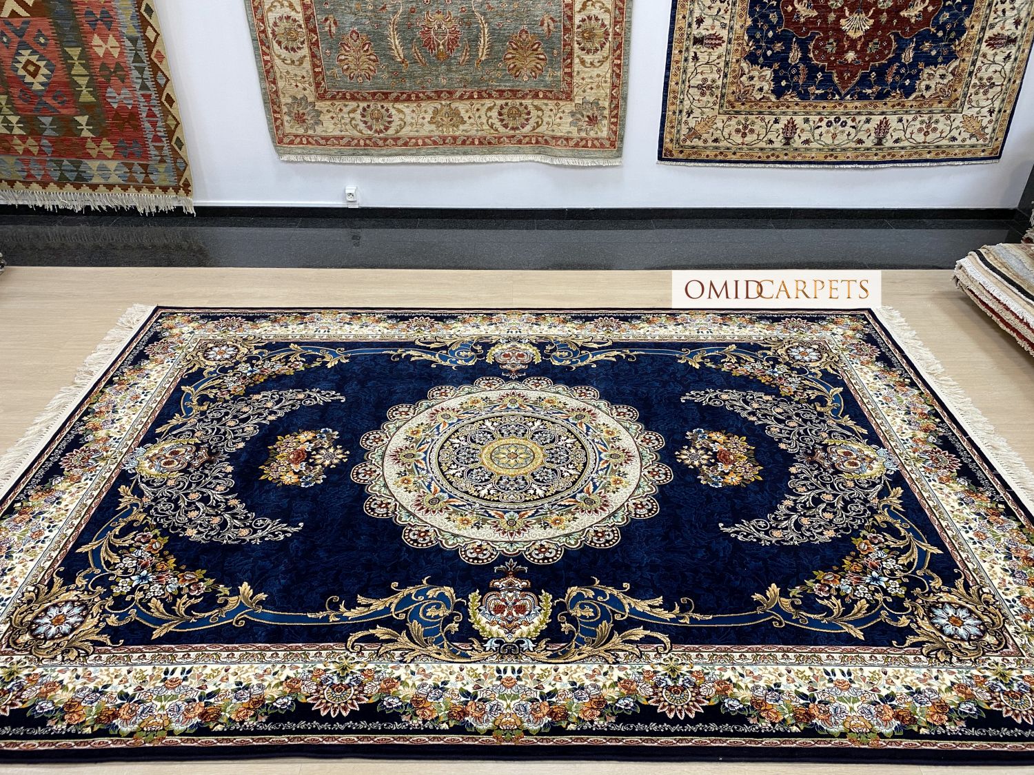 قالین 700 شانه * Blauw Tapijt Laagpolig Klassiek Vloerkleed - Omid Premium Classic - 1,5 Miljoen punten/m²