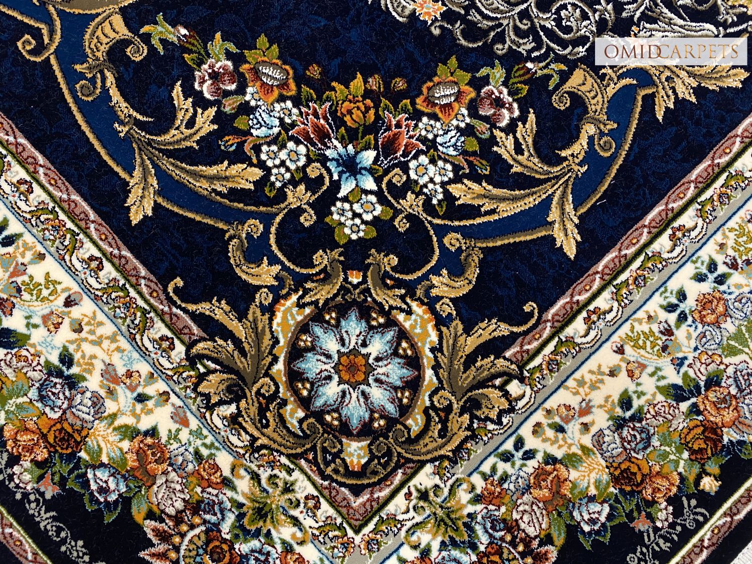 قالین 700 شانه * Blauw Tapijt Laagpolig Klassiek Vloerkleed - Omid Premium Classic - 1,5 Miljoen punten/m²