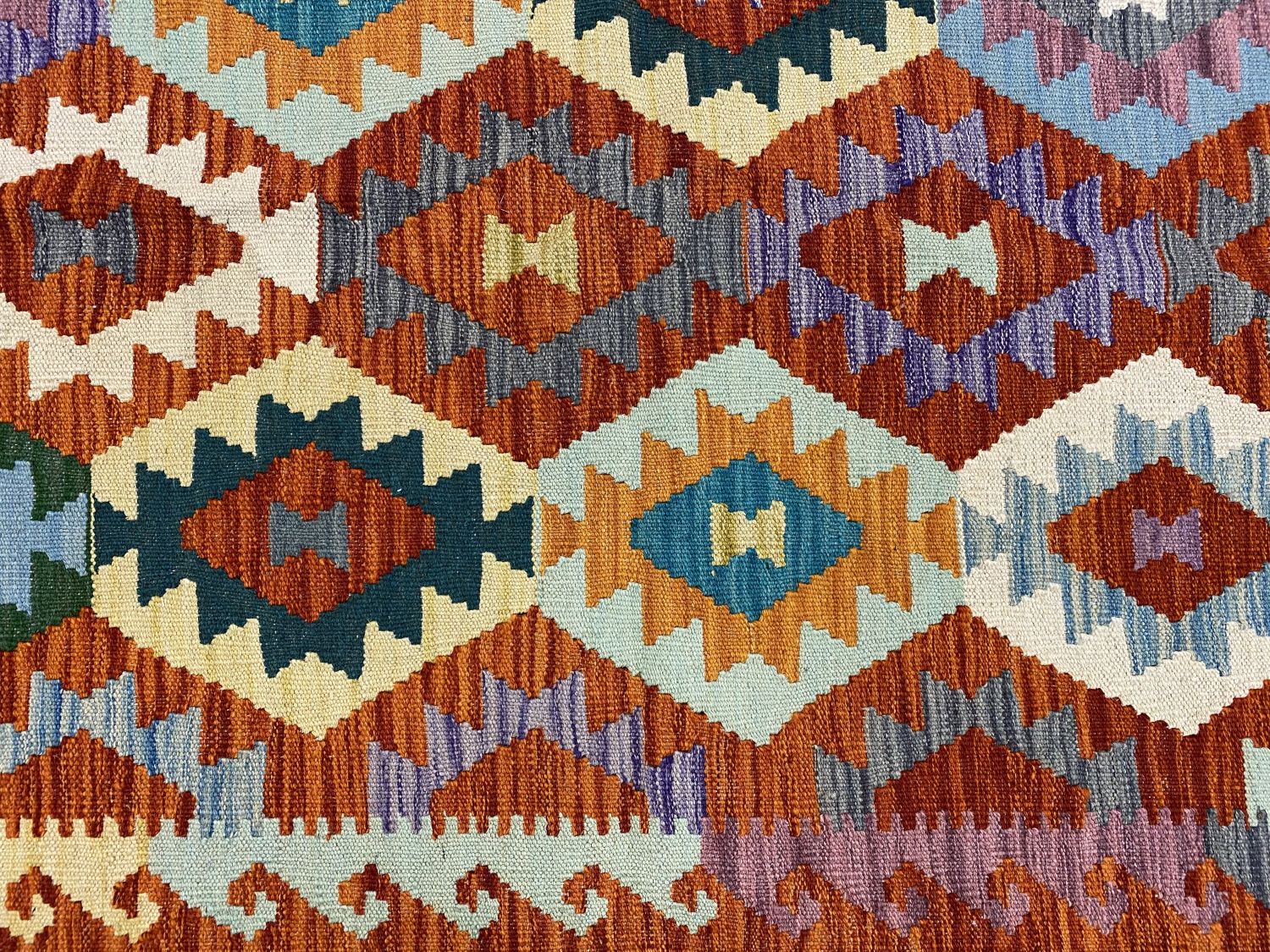Kleurrijk Tapijt Laagpolig Handgeweven Wollen Vloerkleed - Omid Afghan Kelim Loper 297x89cm