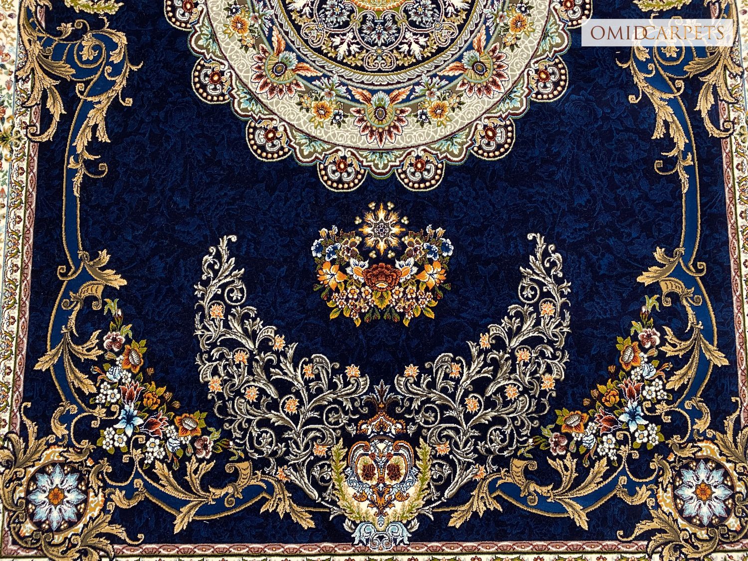 قالین 700 شانه * Blauw Tapijt Laagpolig Klassiek Vloerkleed - Omid Premium Classic - 1,5 Miljoen punten/m²