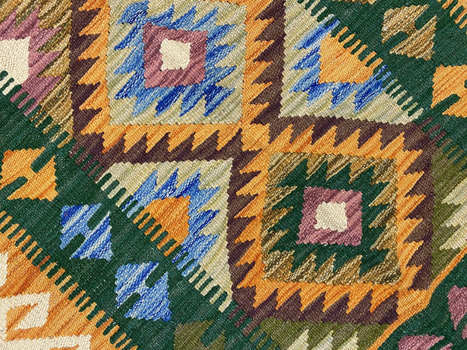 Kleurrijk Tapijt Laagpolig Handgeweven Wollen Vloerkleed - Omid Afghan Kelim Loper 289x85cm