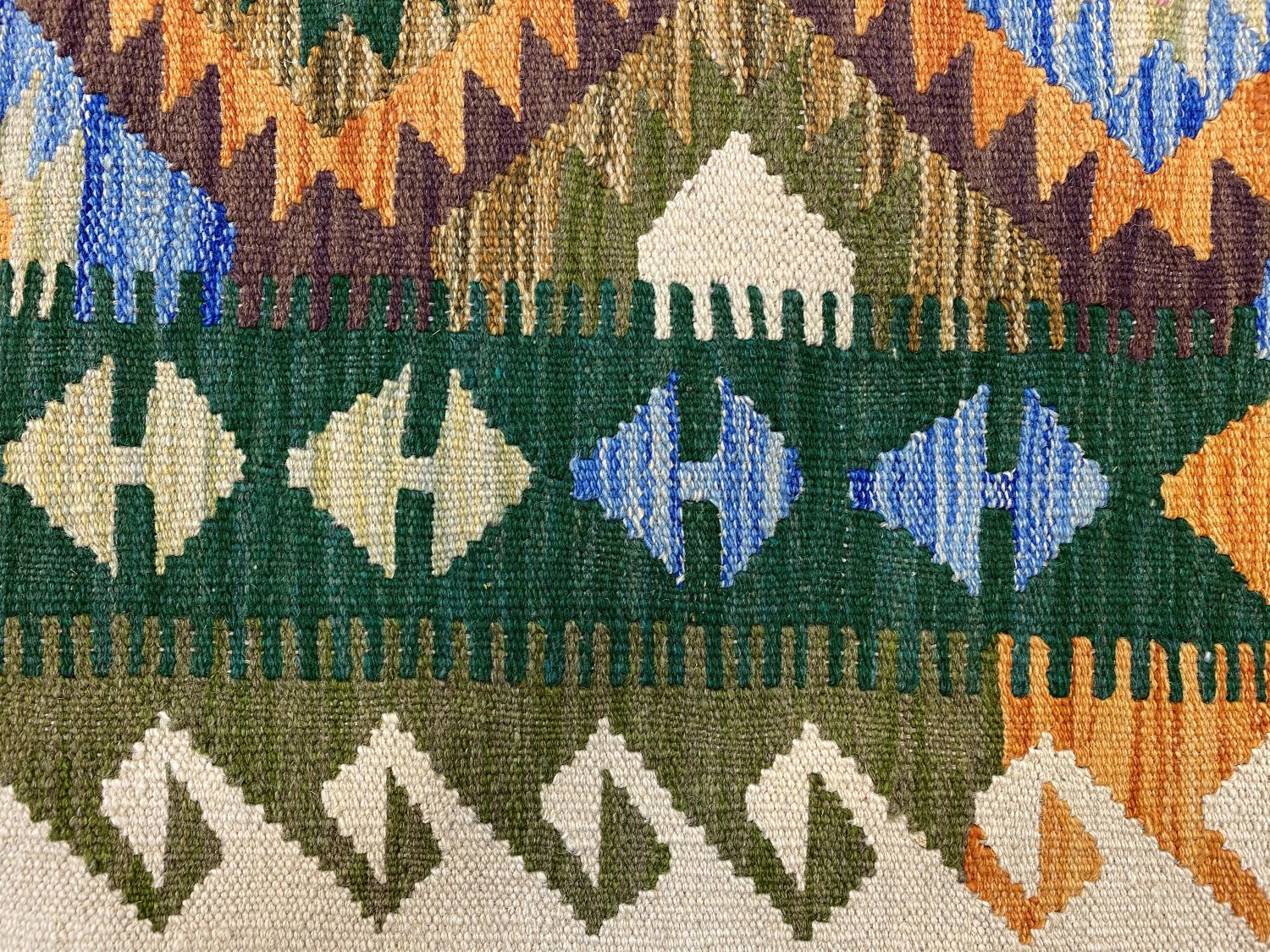 Kleurrijk Tapijt Laagpolig Handgeweven Wollen Vloerkleed - Omid Afghan Kelim Loper 289x85cm