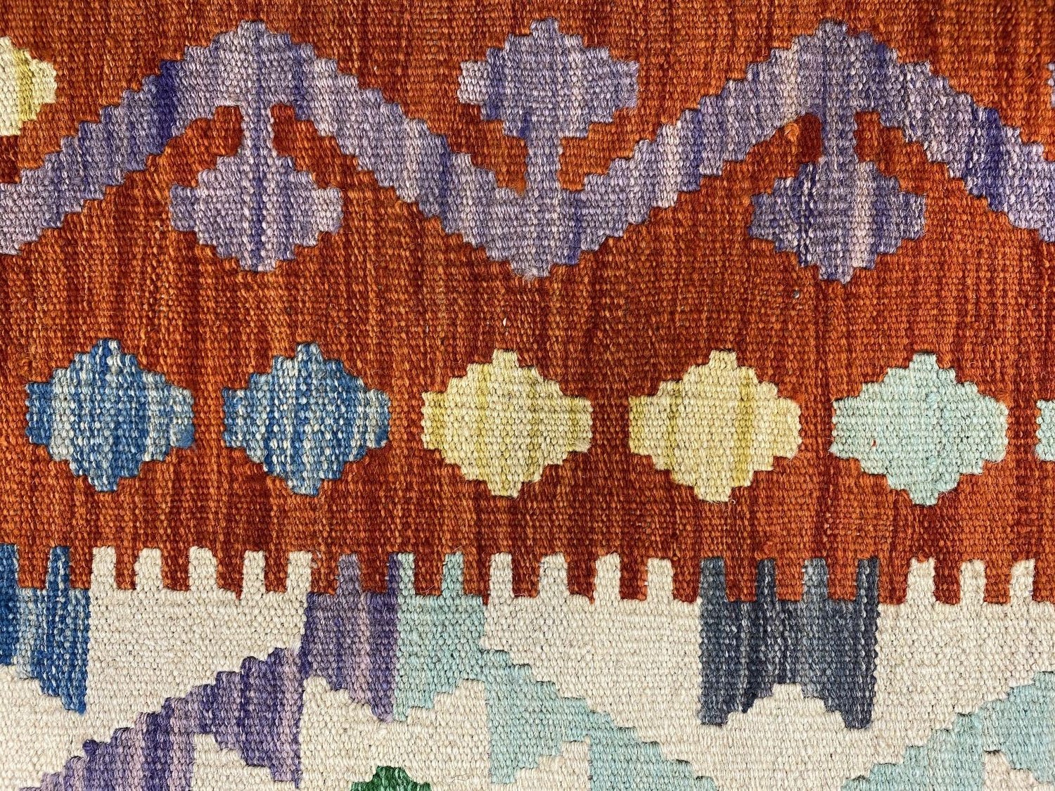 Kleurrijk Tapijt Laagpolig Handgeweven Wollen Vloerkleed - Omid Afghan Kelim Loper 300x80cm