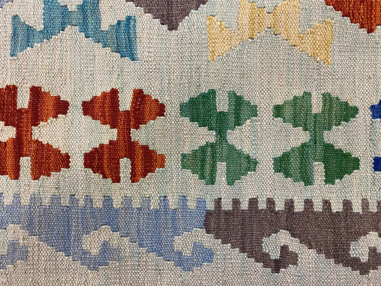 Kleurrijk Tapijt Laagpolig Handgeweven Wollen Vloerkleed - Omid Afghan Kelim Loper 297x81cm