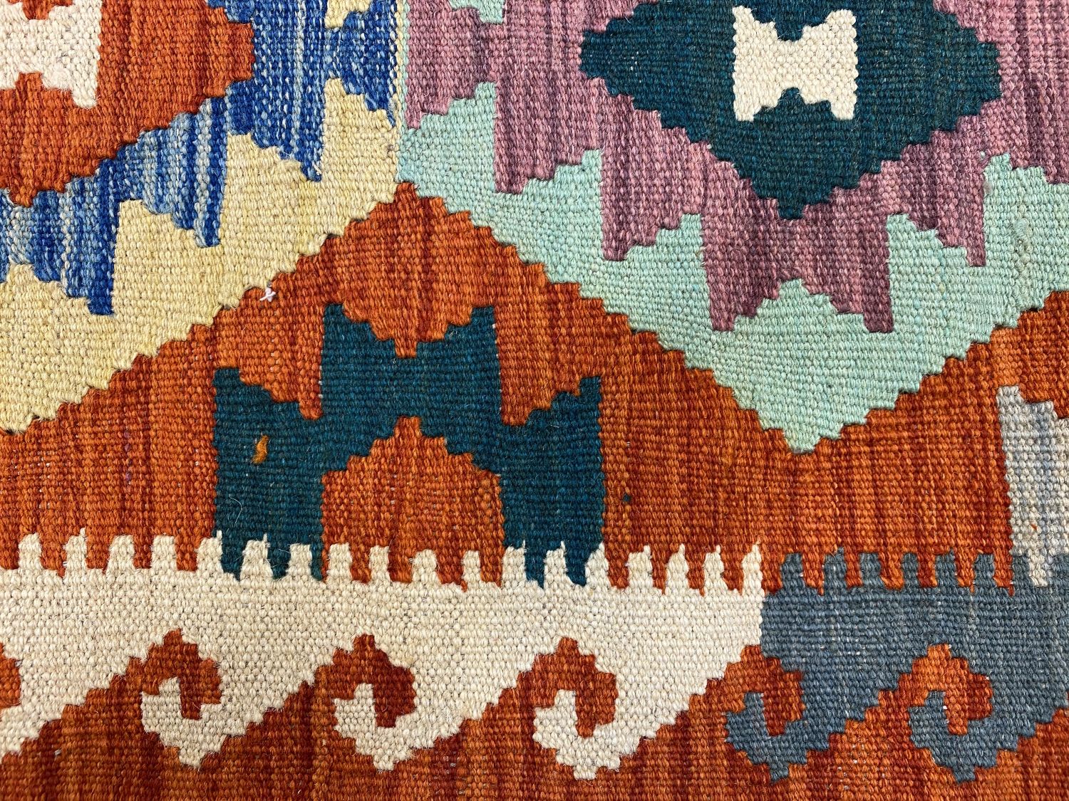 Kleurrijk Tapijt Laagpolig Handgeweven Wollen Vloerkleed - Omid Afghan Kelim Loper 296x82cm