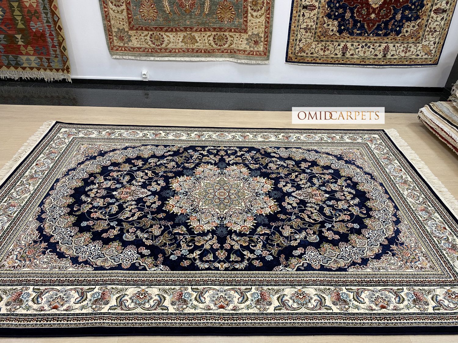 قالین 700 شانه * Blauw Tapijt Laagpolig Klassiek Vloerkleed - Omid Premium Classic - 1,5 Miljoen punten/m²