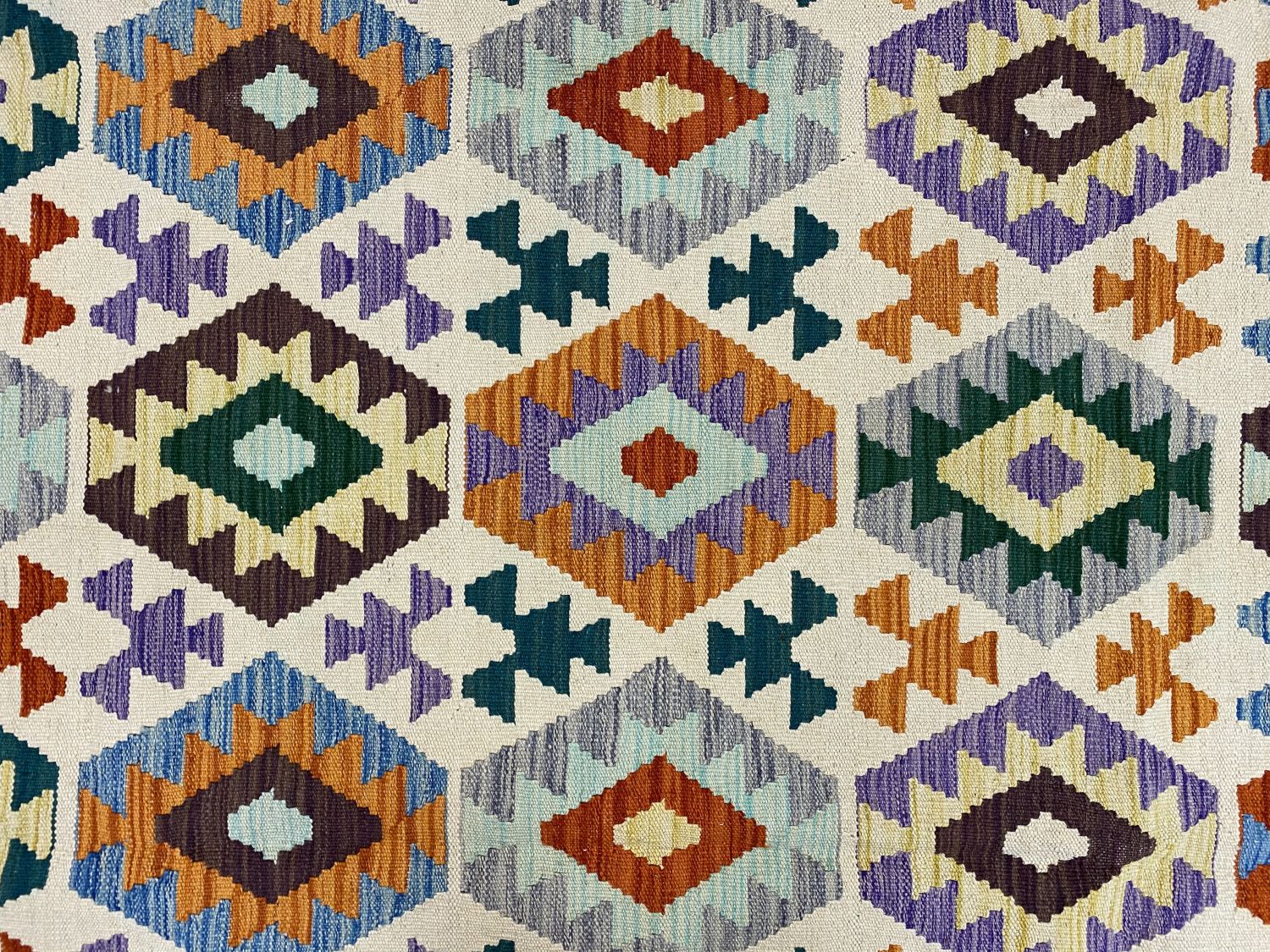 Kleurrijk Tapijt Laagpolig Handgeweven Wollen Vloerkleed - Omid Afghan Kelim 259x190cm