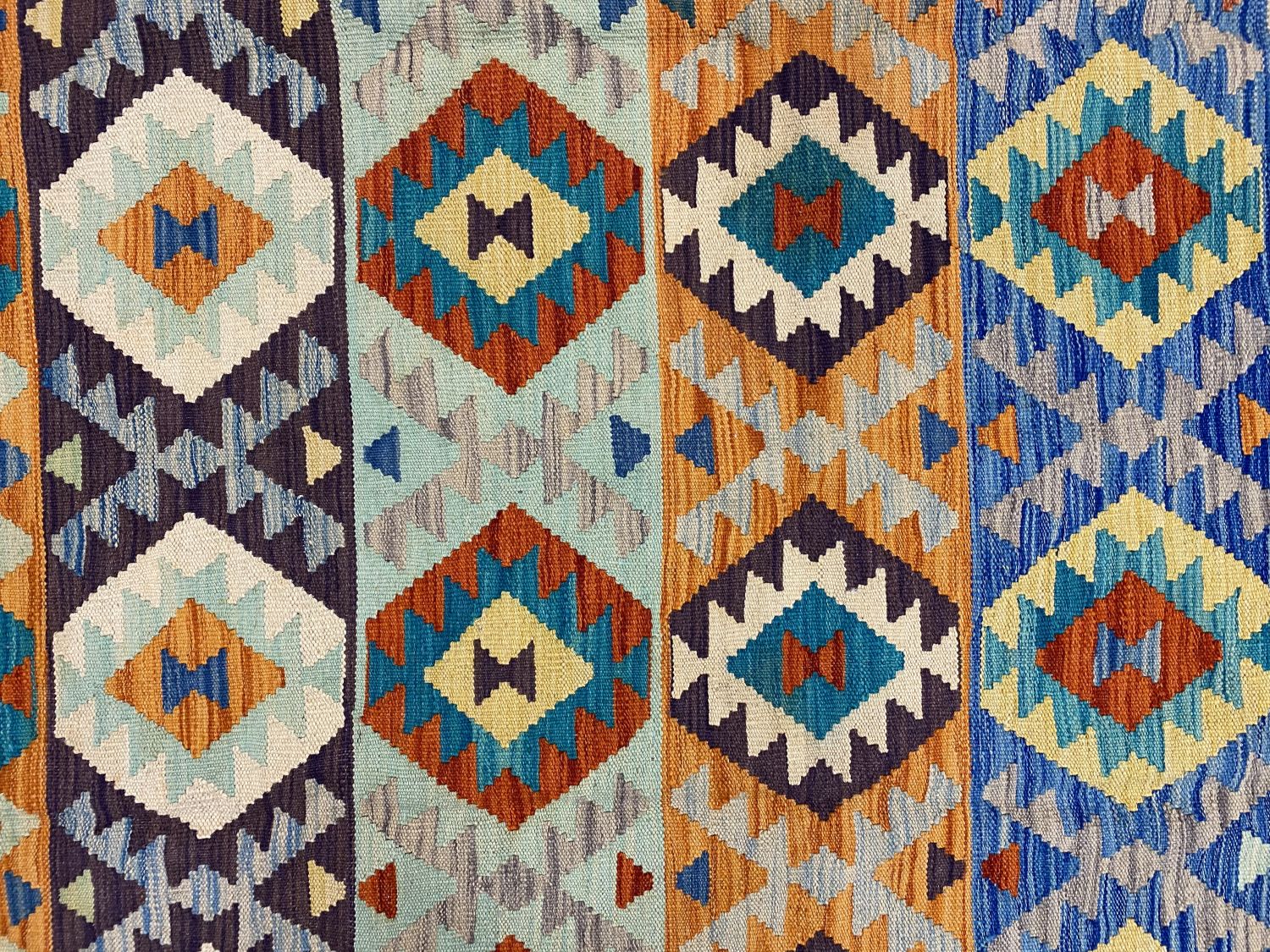 Kleurrijk Tapijt Laagpolig Handgeweven Wollen Vloerkleed - Omid Afghan Kelim 247x179cm