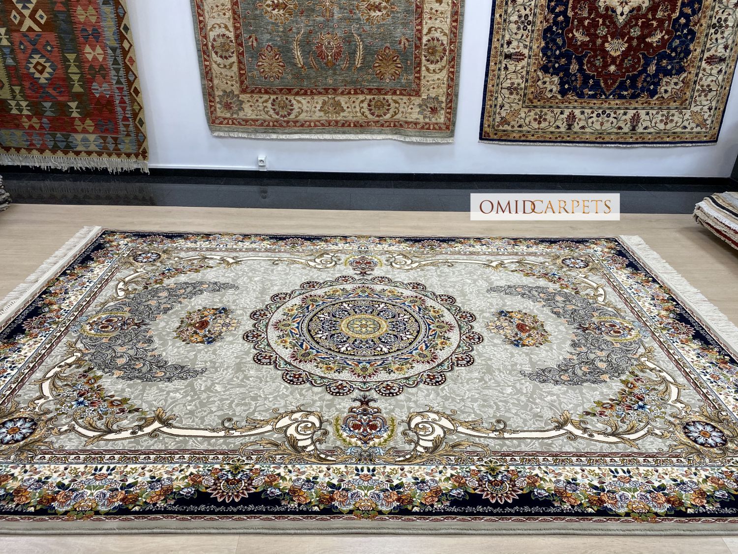 قالین 700 شانه * Grijs Tapijt Laagpolig Klassiek Vloerkleed - Omid Premium Classic - 1,5 Miljoen punten/m²