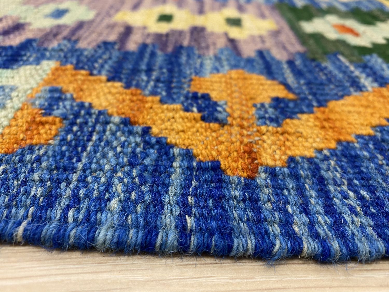 Kleurrijk Tapijt Laagpolig Handgeweven Wollen Vloerkleed - Omid Afghan Kelim 305x209cm