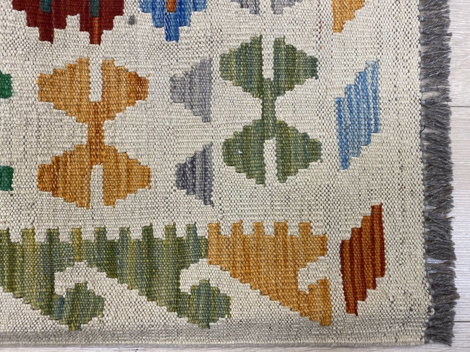 Kleurrijk Tapijt Laagpolig Handgeweven Wollen Vloerkleed - Omid Afghan Kelim 297x203cm