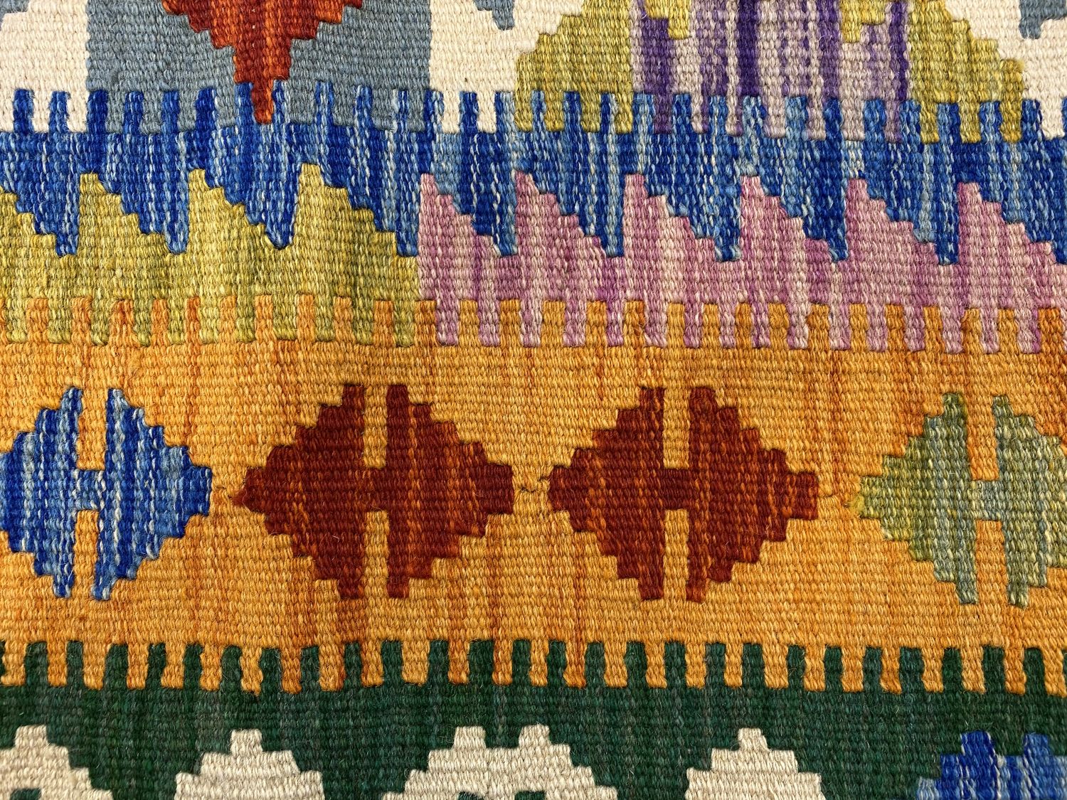 Kleurrijk Tapijt Laagpolig Handgeweven Wollen Vloerkleed - Omid Afghan Kelim 190x128cm