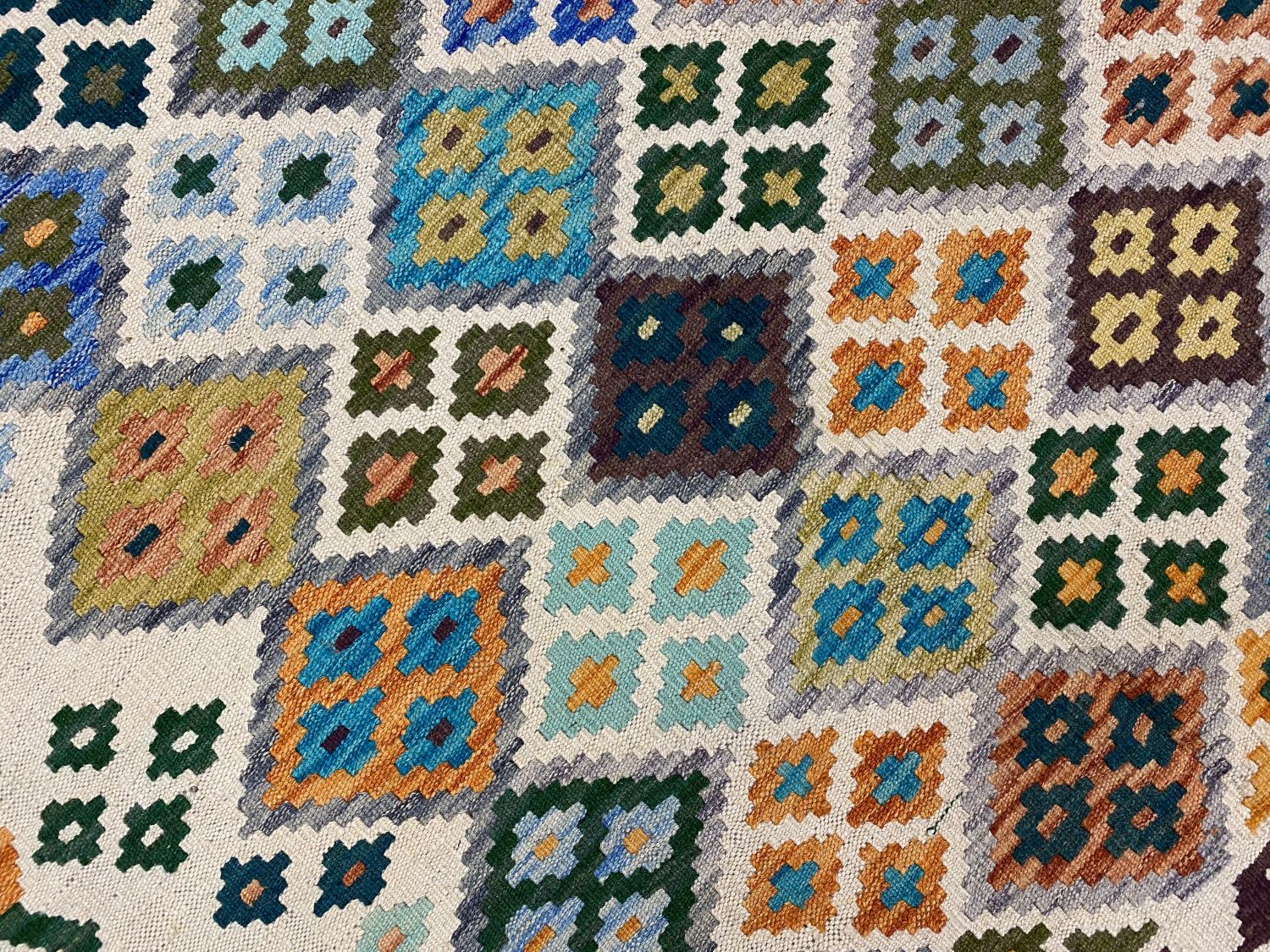 Kleurrijk Tapijt Laagpolig Handgeweven Wollen Vloerkleed - Omid Afghan Kelim 292x205cm