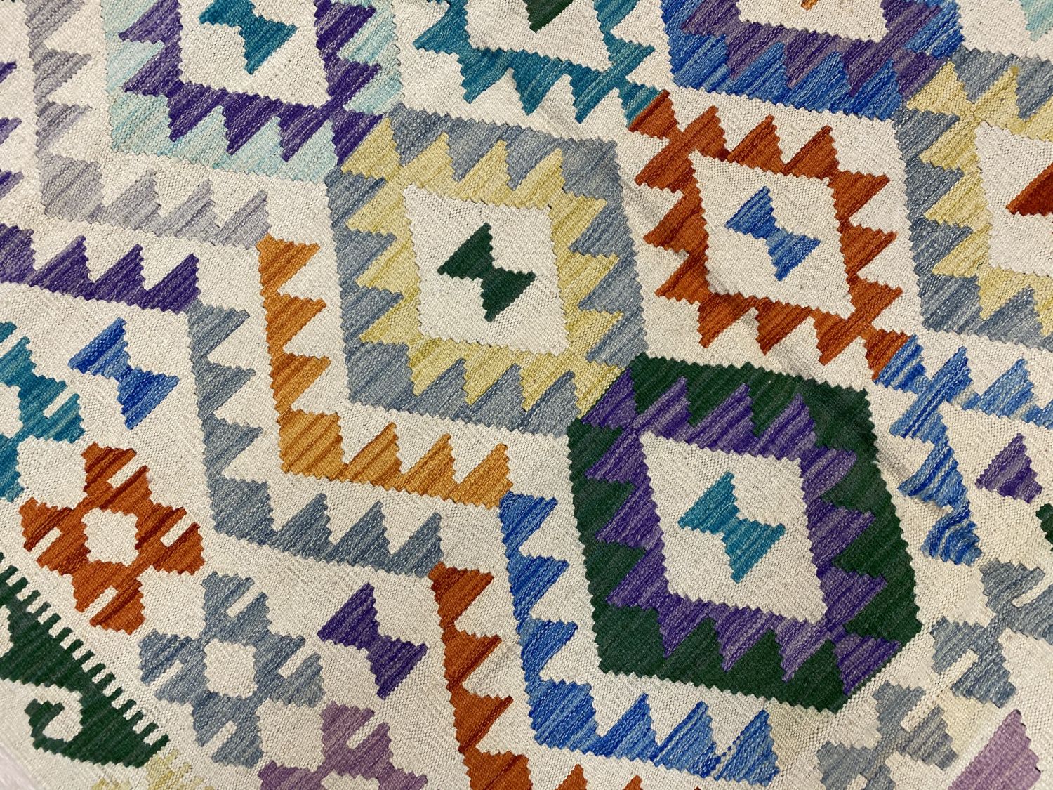 Kleurrijk Tapijt Laagpolig Handgeweven Wollen Vloerkleed - Omid Afghan Kelim 300x210cm