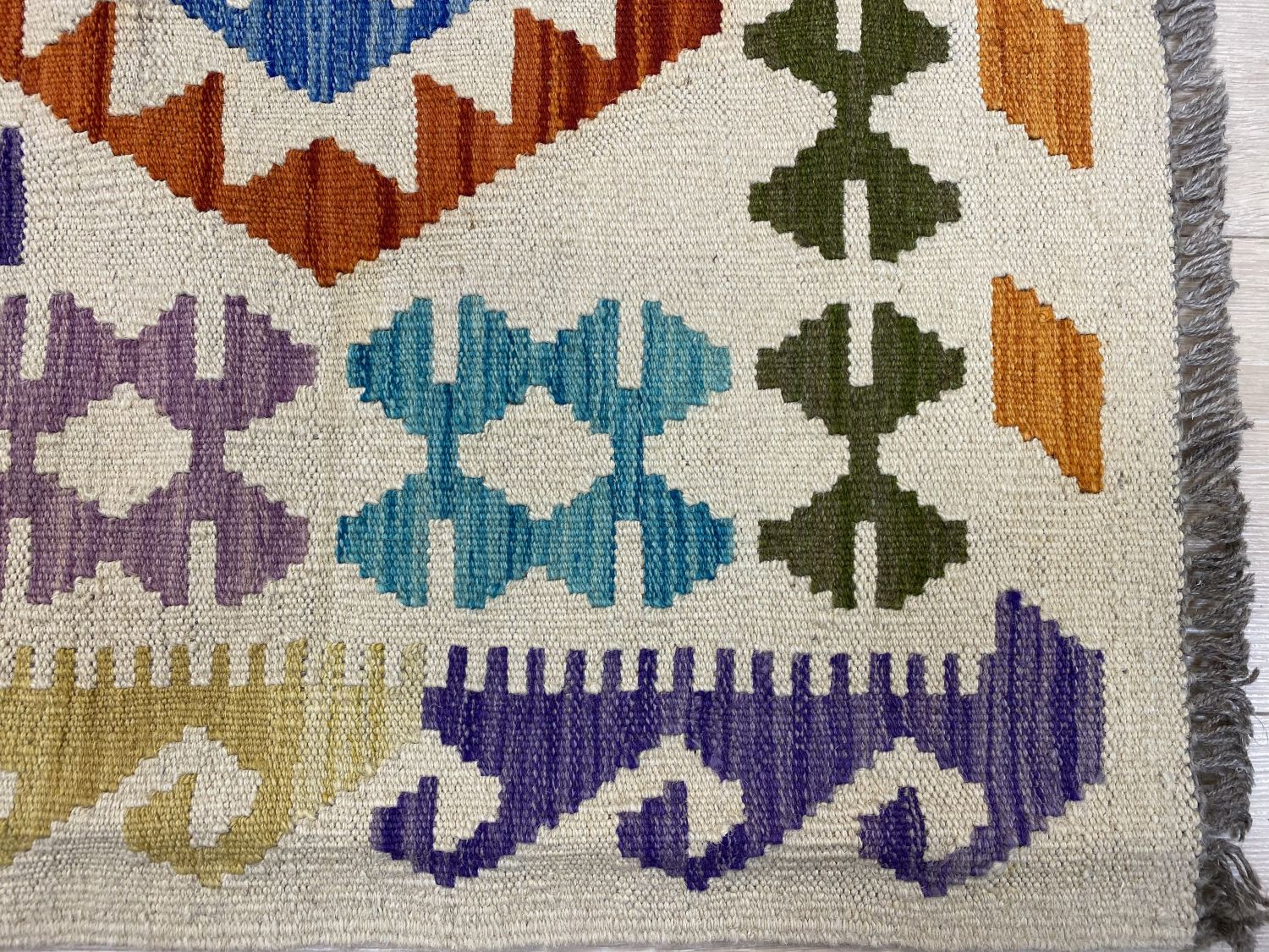 Kleurrijk Tapijt Laagpolig Handgeweven Wollen Vloerkleed - Omid Afghan Kelim 300x210cm
