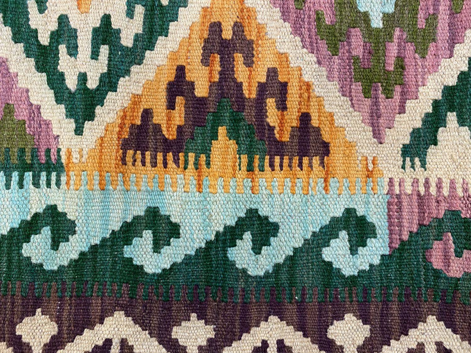 Kleurrijk Tapijt Laagpolig Handgeweven Wollen Vloerkleed - Omid Afghan Kelim 188x132cm