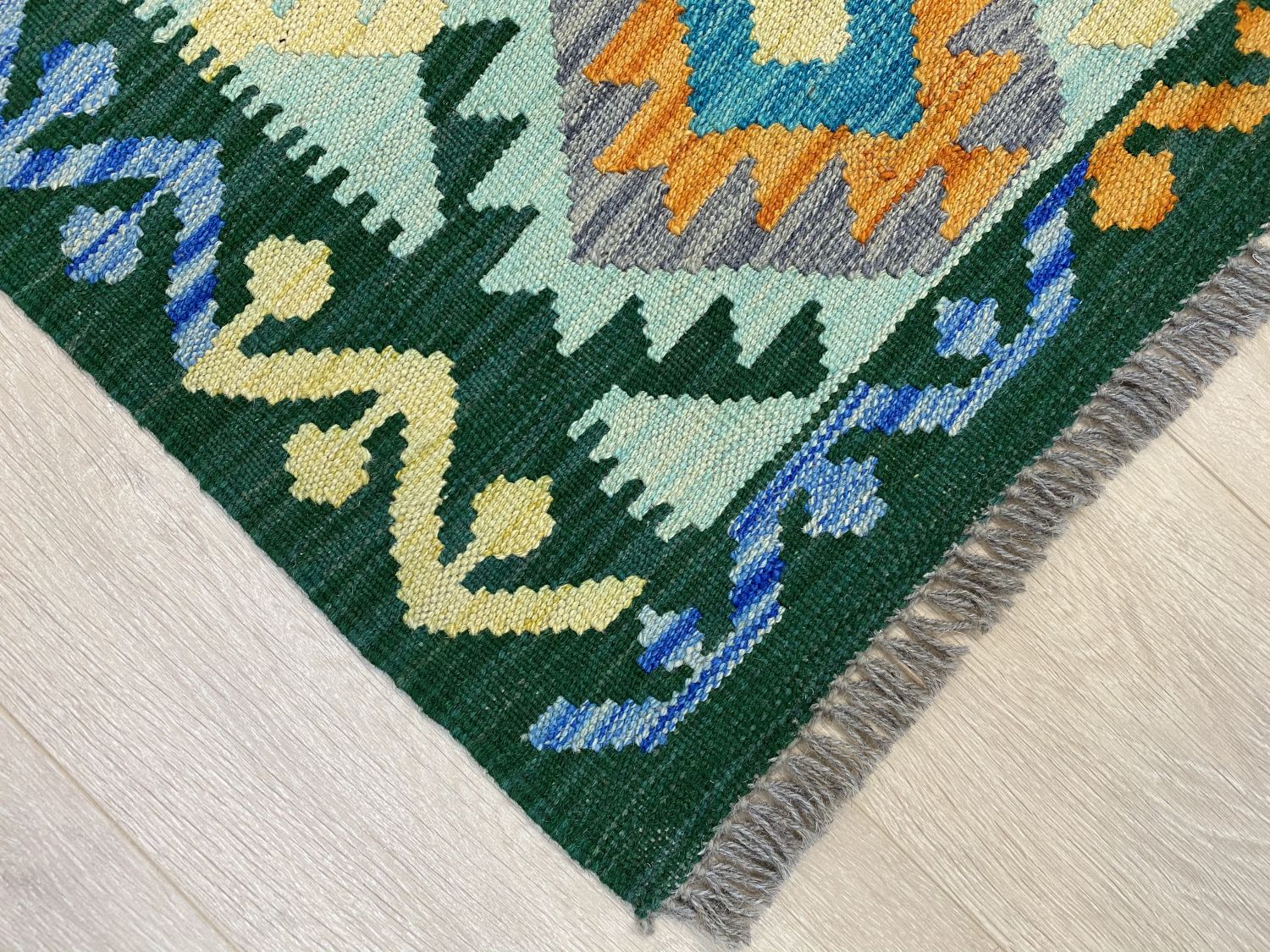 Kleurrijk Tapijt Laagpolig Handgeweven Wollen Vloerkleed - Omid Afghan Kelim 181x120cm