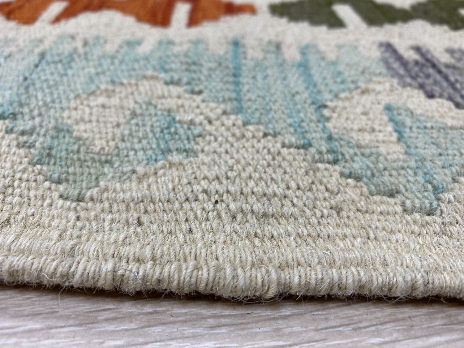 Kleurrijk Tapijt Laagpolig Handgeweven Wollen Vloerkleed - Omid Afghan Kelim 300x210cm