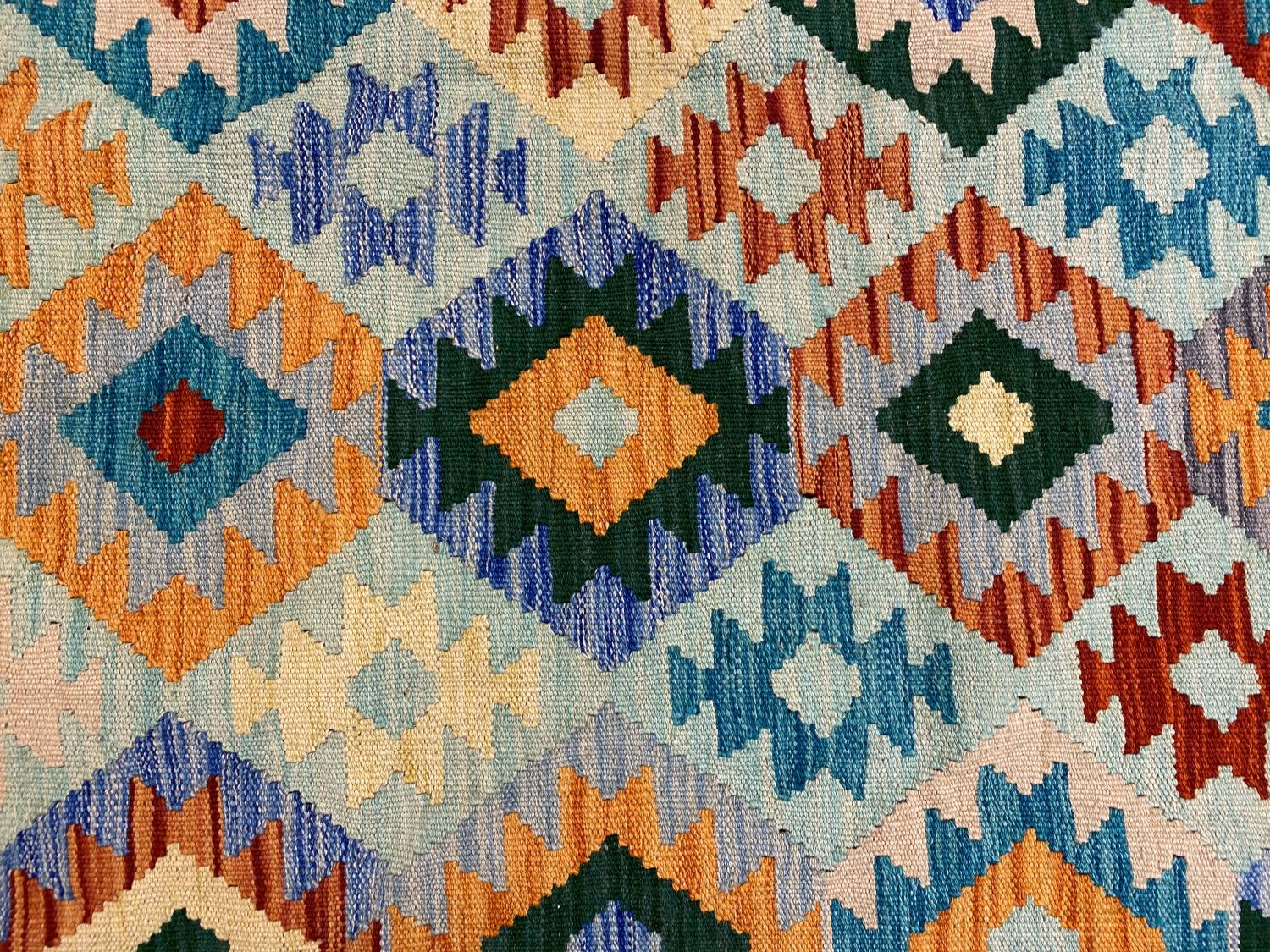 Kleurrijk Tapijt Laagpolig Handgeweven Wollen Vloerkleed - Omid Afghan Kelim 181x120cm