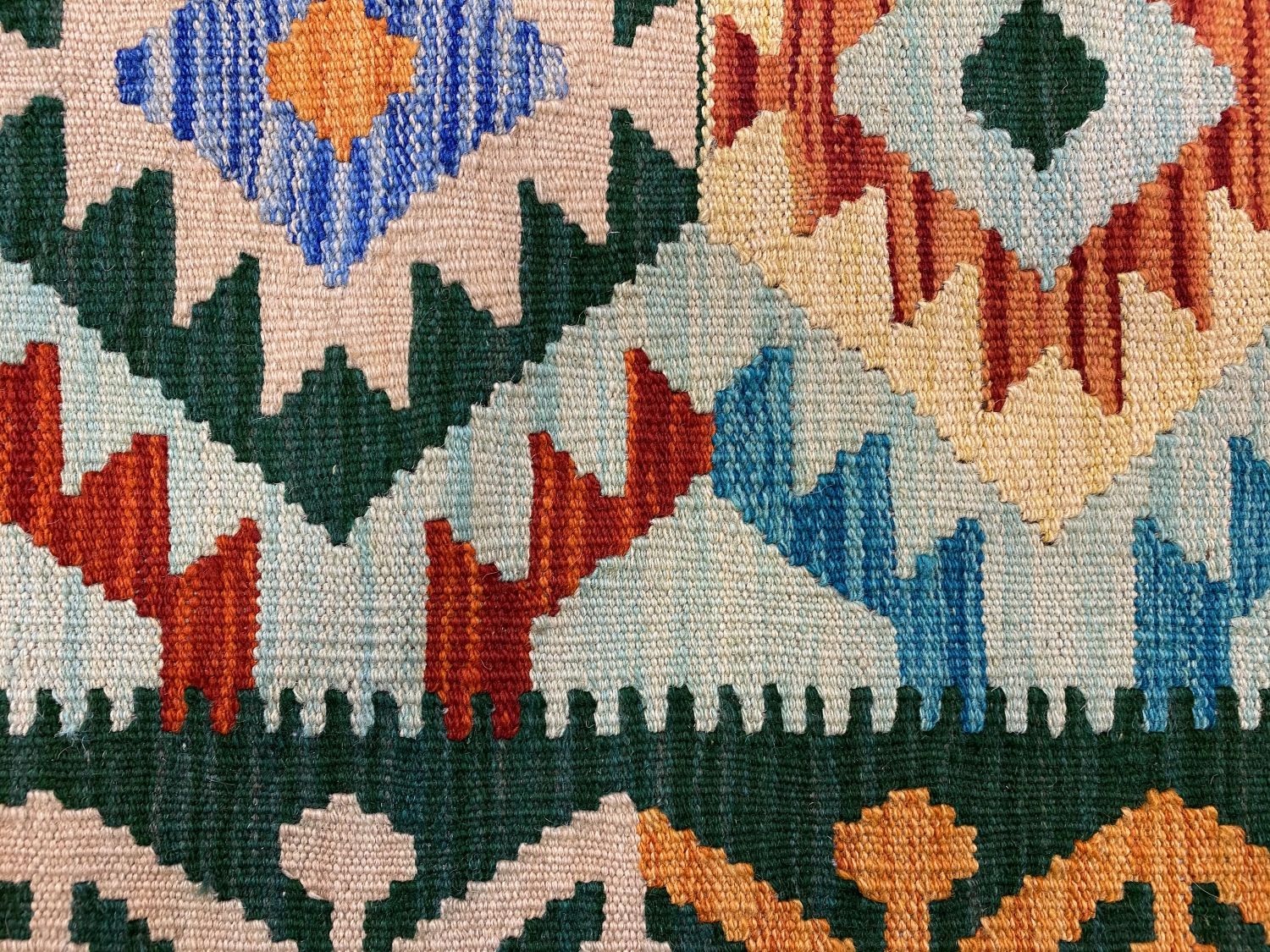 Kleurrijk Tapijt Laagpolig Handgeweven Wollen Vloerkleed - Omid Afghan Kelim 181x120cm