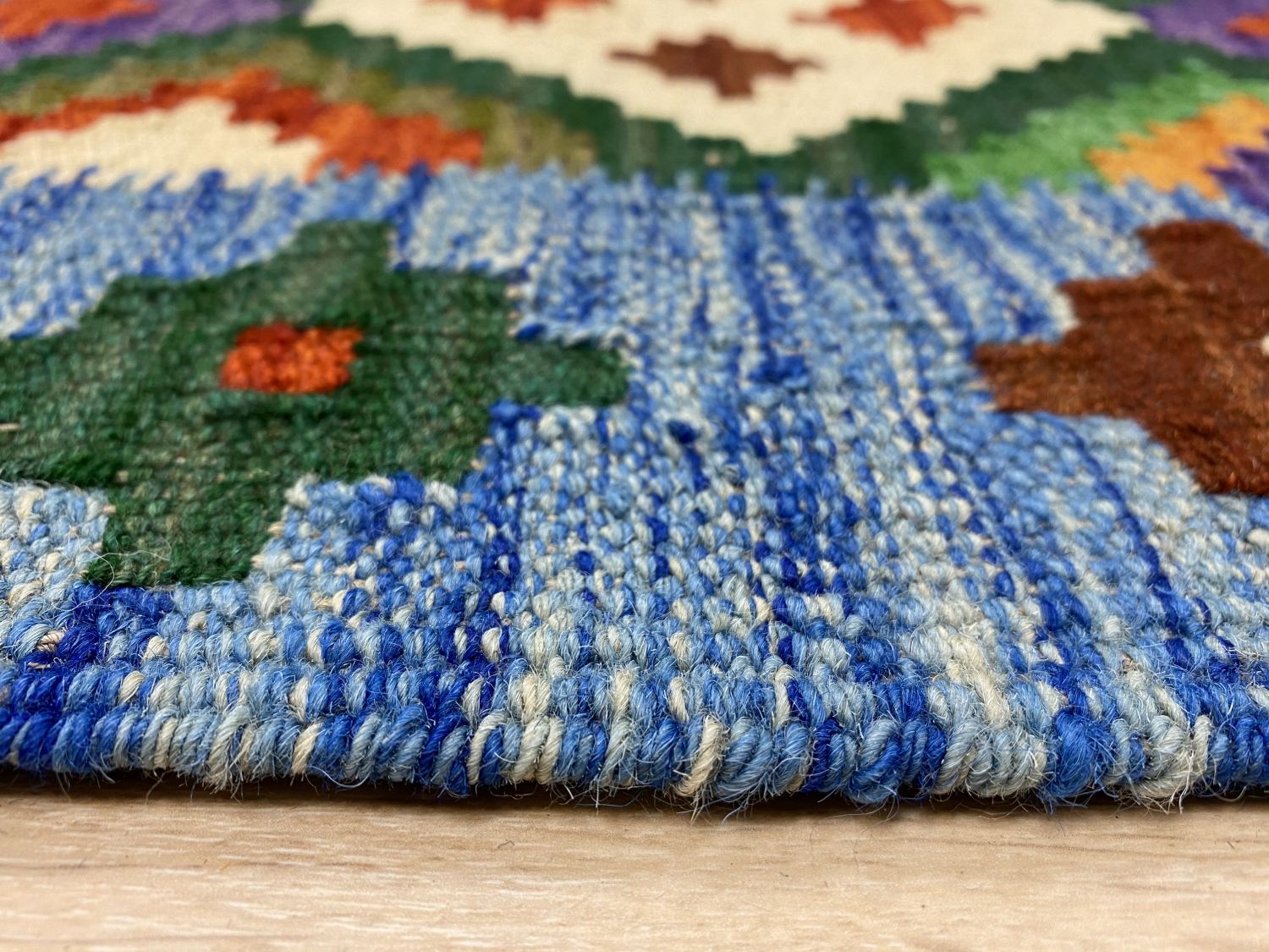 Kleurrijk Tapijt Laagpolig Handgeweven Wollen Vloerkleed - Omid Afghan Kelim 298x216cm