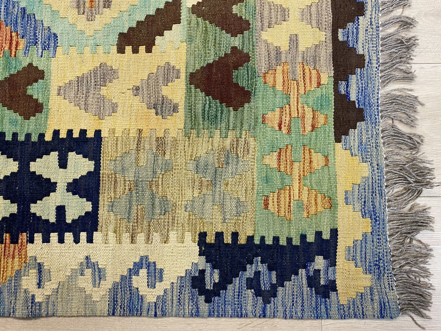 Kleurrijk Tapijt Laagpolig Handgeweven Wollen Vloerkleed - Omid Afghan Kelim 297x195cm