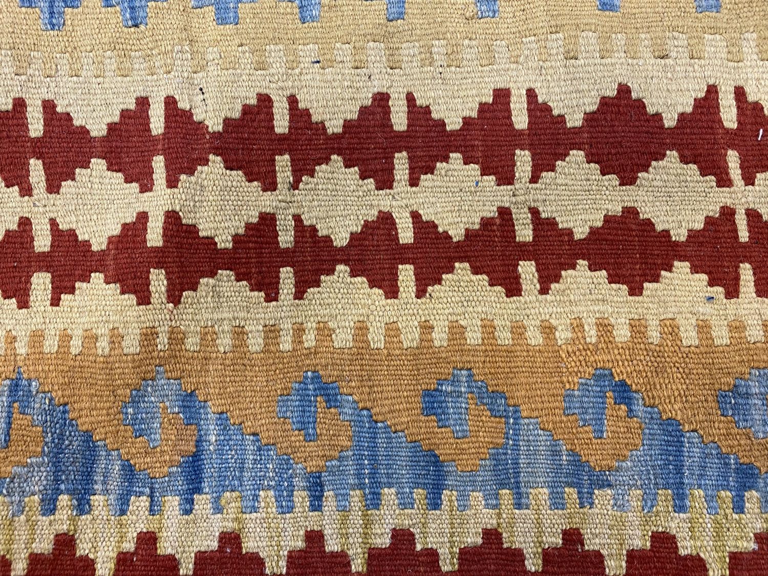 Kleurrijk Tapijt Laagpolig Handgeweven Wollen Vloerkleed - Omid Afghan Kelim 196x122cm