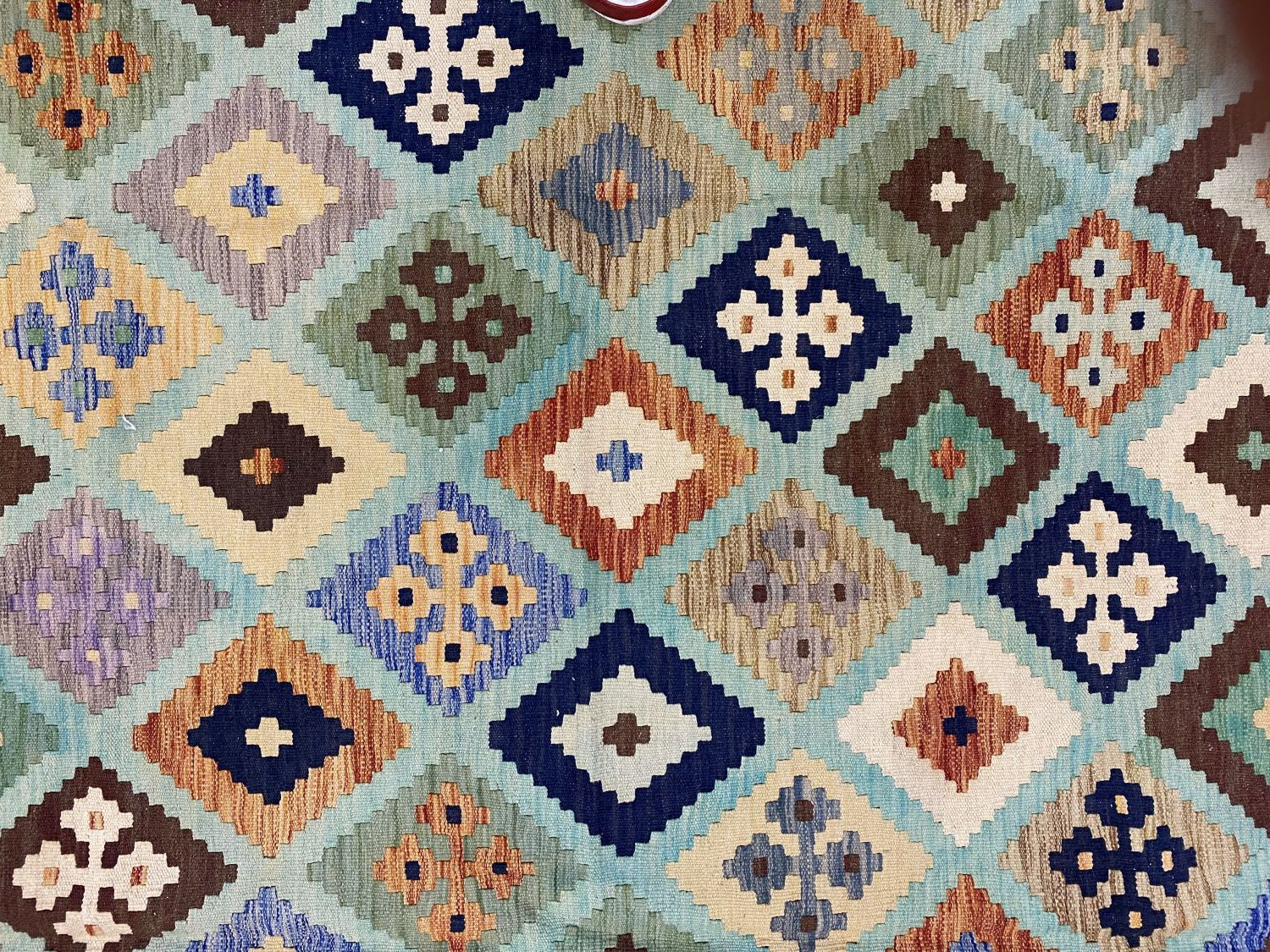 Kleurrijk Tapijt Laagpolig Handgeweven Wollen Vloerkleed - Omid Afghan Kelim 297x195cm