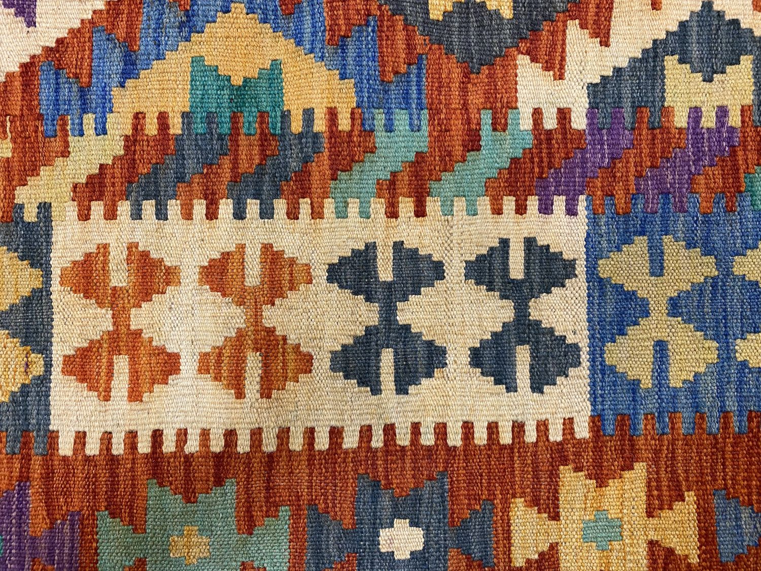 Kleurrijk Tapijt Laagpolig Handgeweven Wollen Vloerkleed - Omid Afghan Kelim 295x209cm