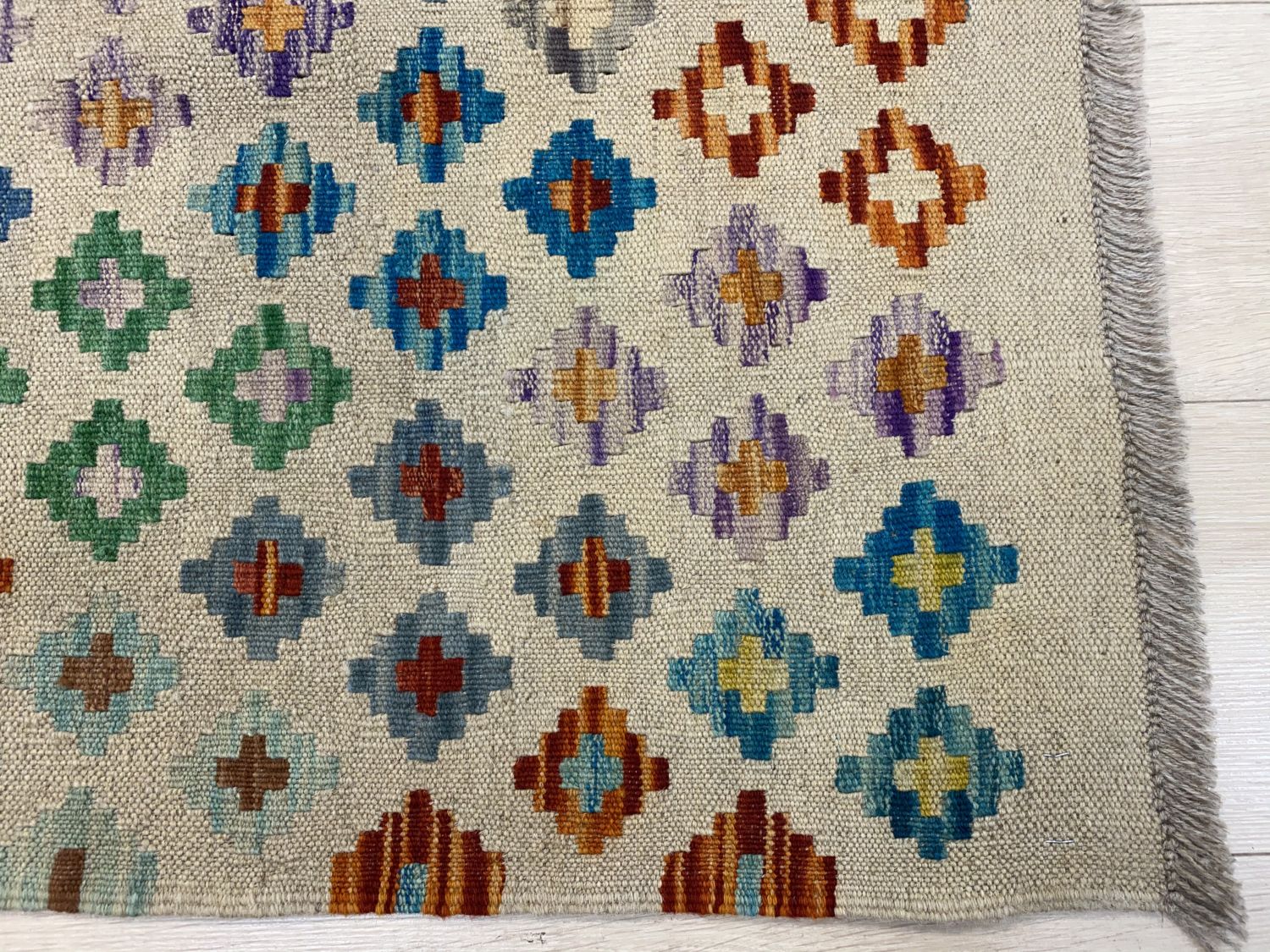 Kleurrijk Tapijt Laagpolig Handgeweven Wollen Vloerkleed - Omid Afghan Kelim 300x201cm