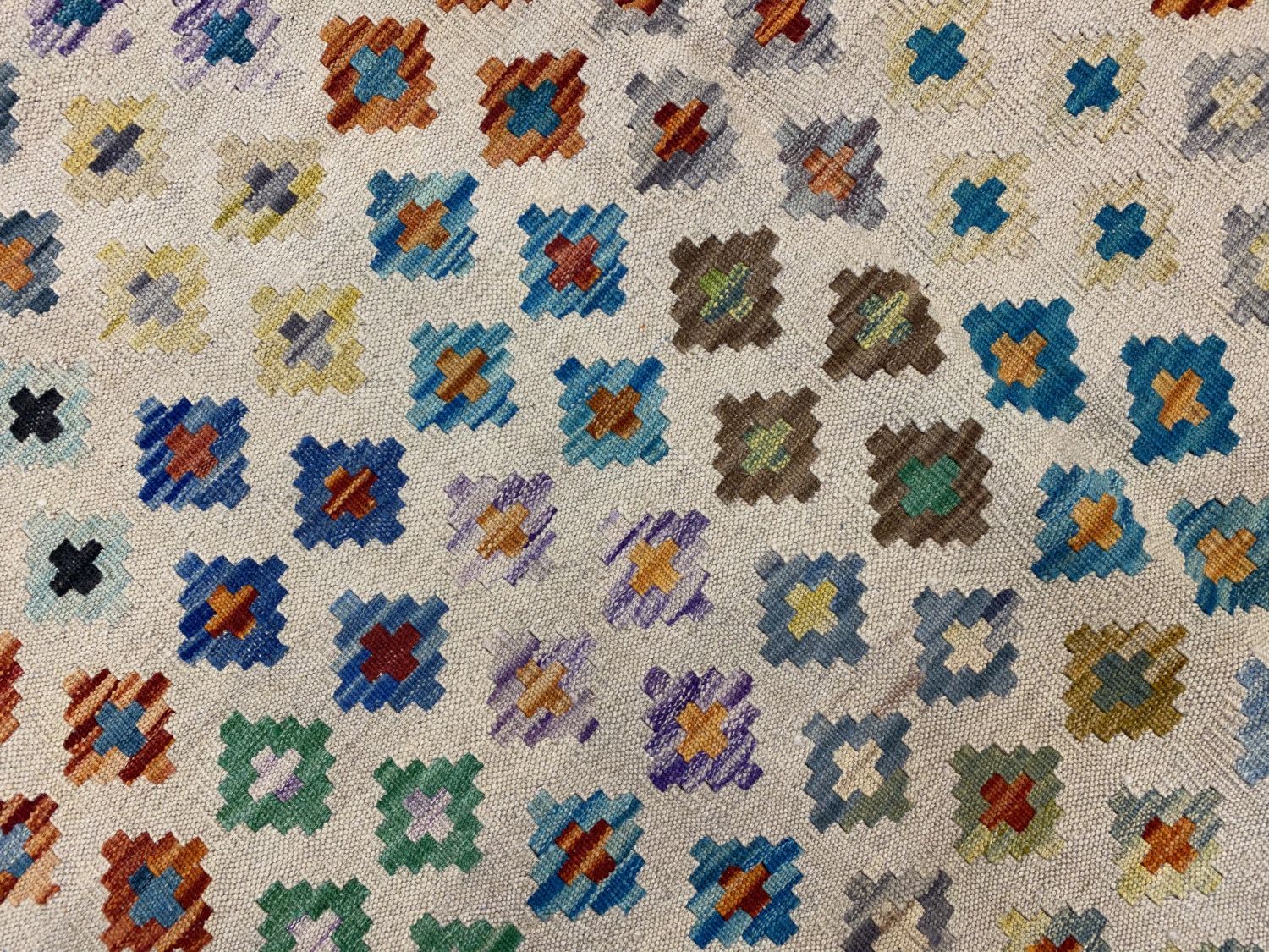 Kleurrijk Tapijt Laagpolig Handgeweven Wollen Vloerkleed - Omid Afghan Kelim 300x201cm