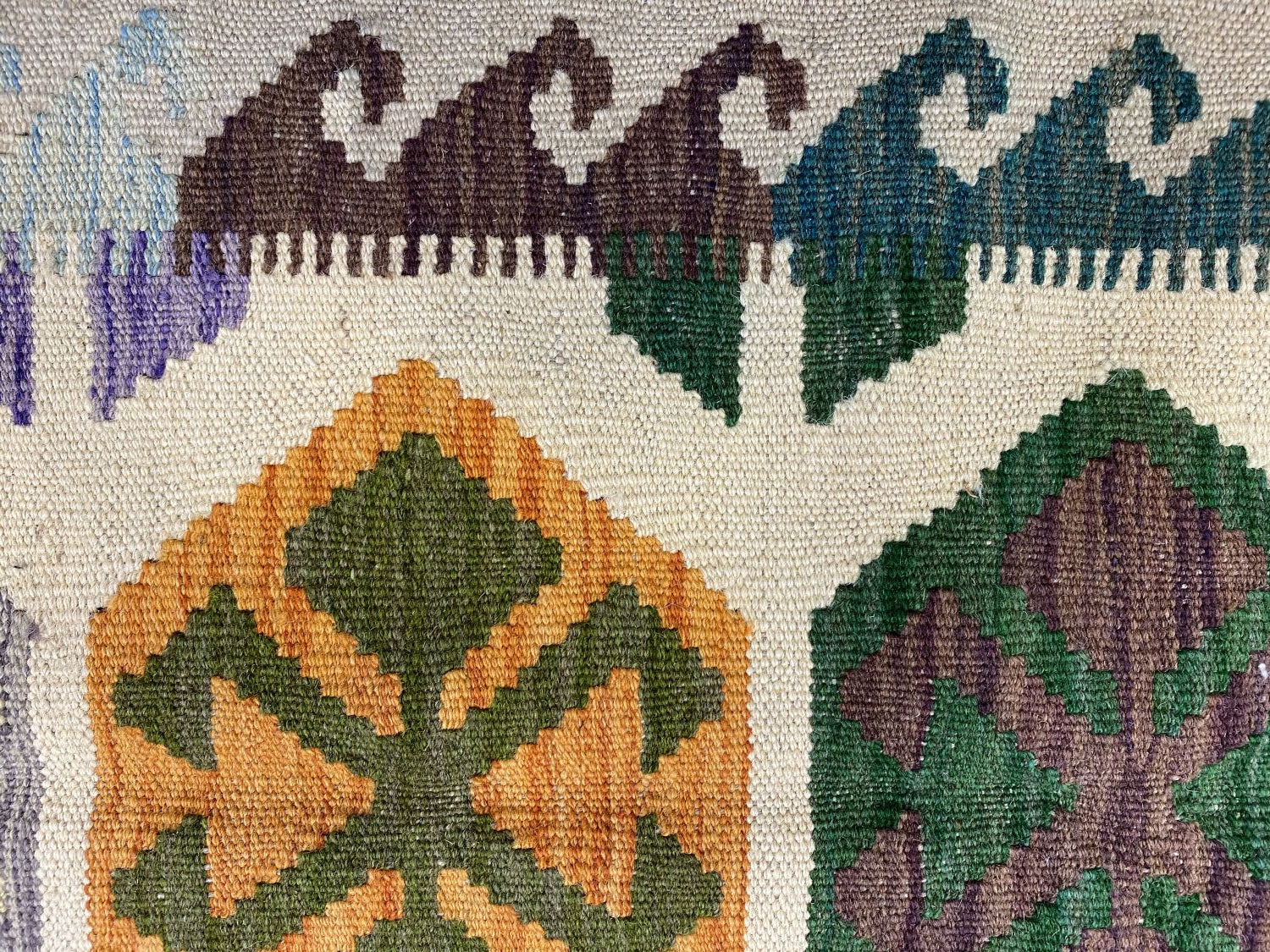 Kleurrijk Tapijt Laagpolig Handgeweven Wollen Vloerkleed - Omid Afghan Kelim 125x80cm