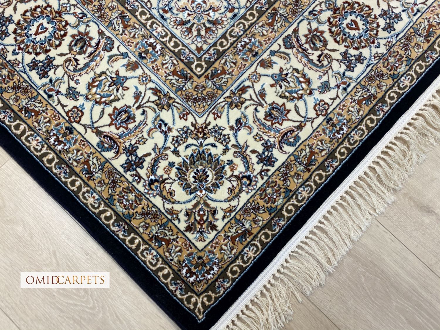 Blauw Tapijt Laagpolig Klassiek Vloerkleed - Omid Premium Classic - 1,5 Miljoen punten/m²