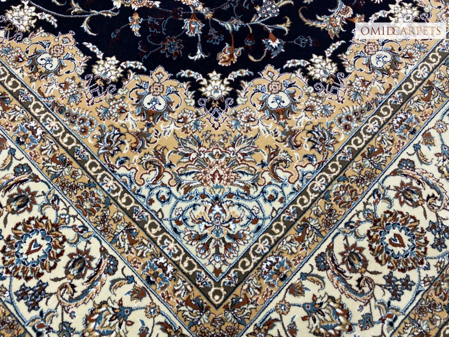 قالین 700 شانه * Blauw Tapijt Laagpolig Klassiek Vloerkleed - Omid Premium Classic - 1,5 Miljoen punten/m²