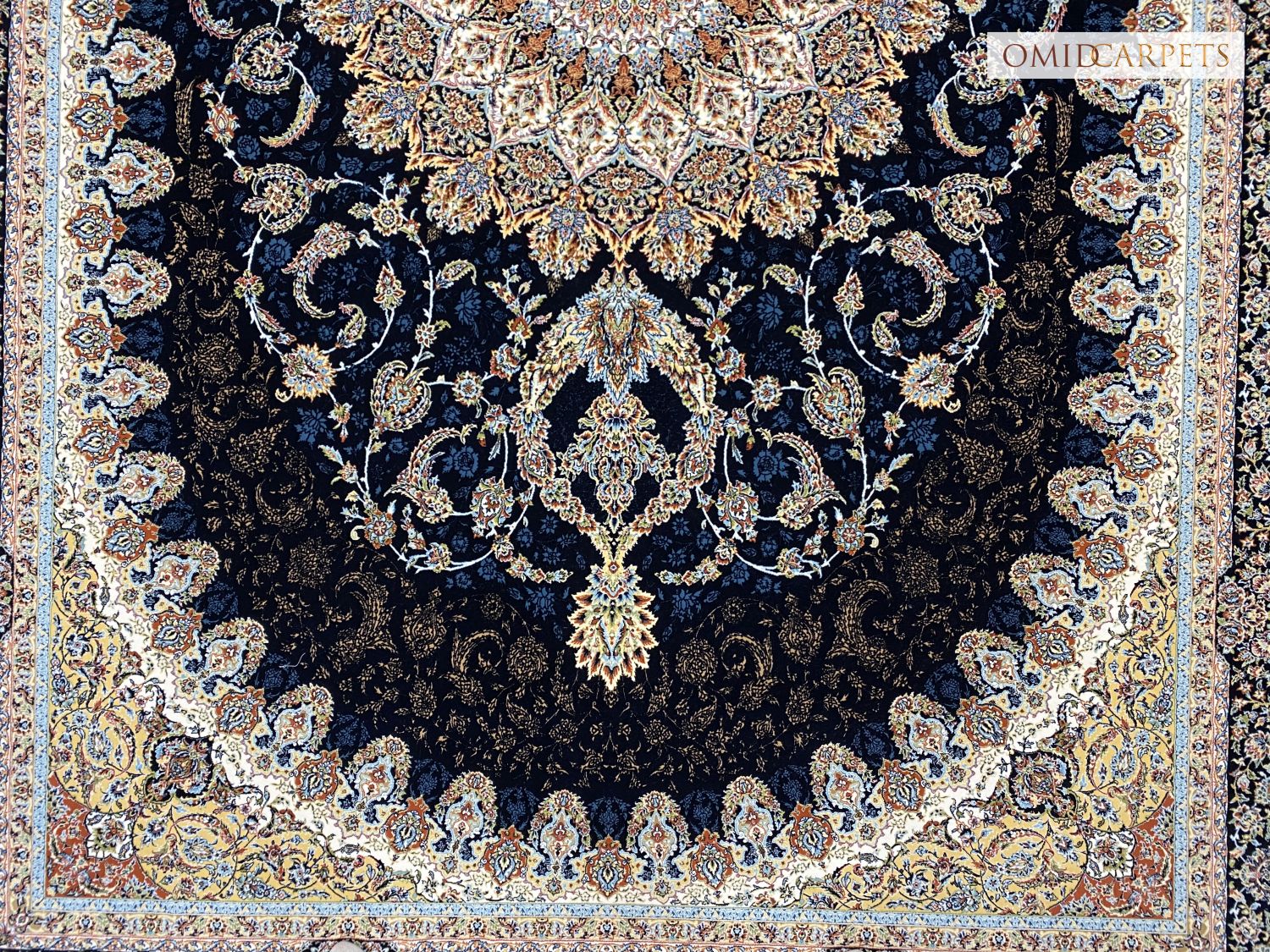 قالین 1200 شانه * Blauw Tapijt Laagpolig Klassiek Vloerkleed - Omid Premium Classic Hand Look - 3 Miljoen punten/m²