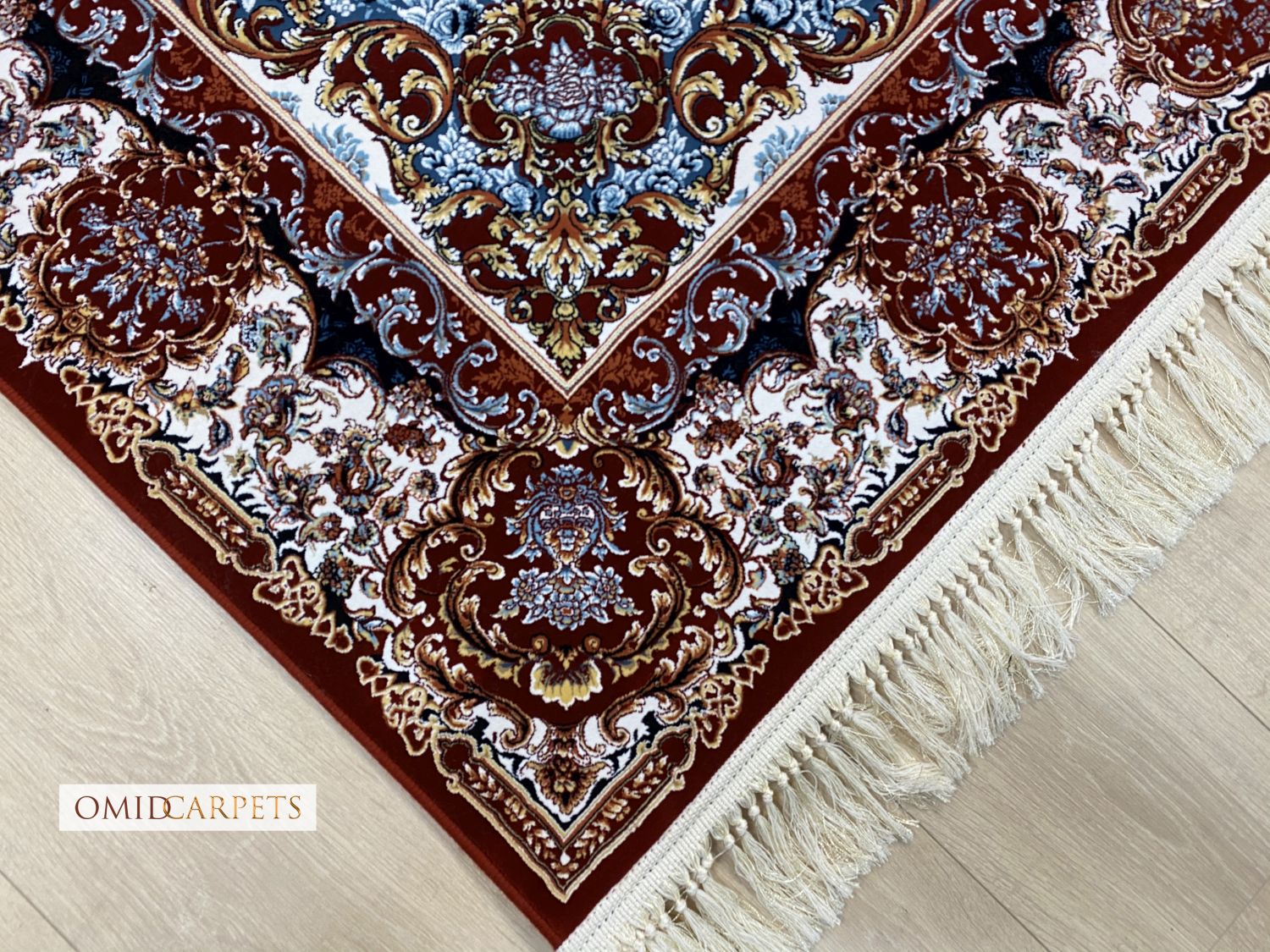 قالین 1200 شانه * Rood Tapijt Laagpolig Klassiek Vloerkleed - Omid Premium Classic Hand Look - 3 Miljoen punten/m²