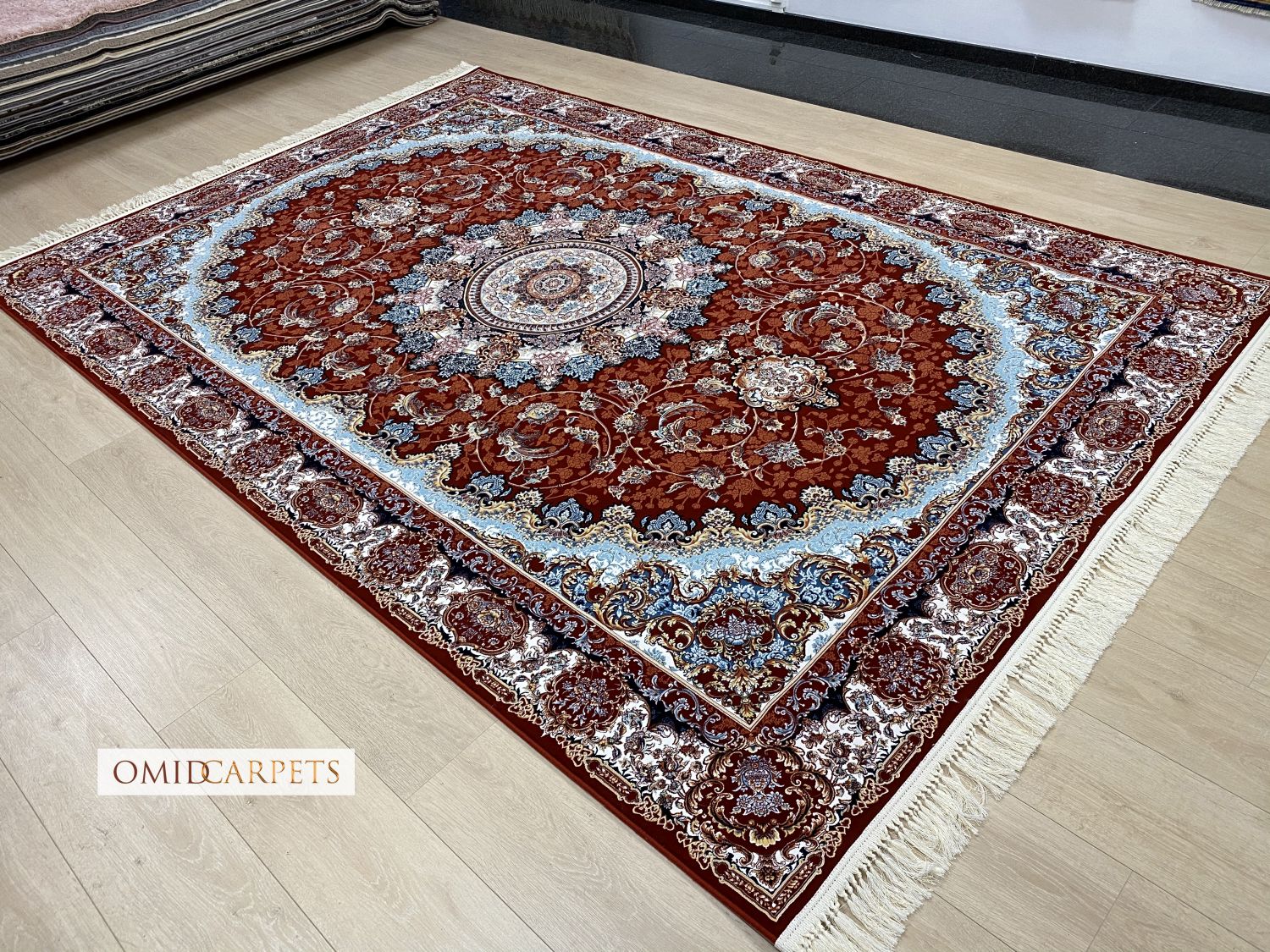 قالین 1200 شانه * Rood Tapijt Laagpolig Klassiek Vloerkleed - Omid Premium Classic Hand Look - 3 Miljoen punten/m²