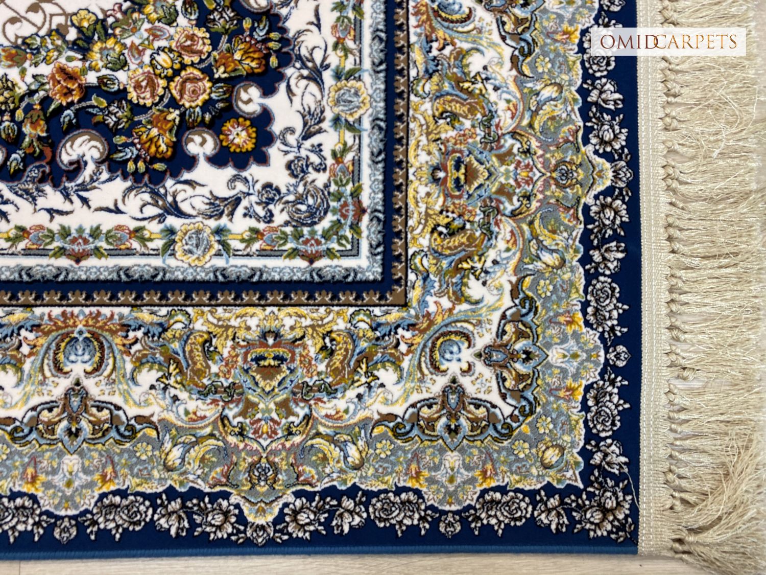 قالین 1200 شانه * Blauw Tapijt Laagpolig Klassiek Vloerkleed - Omid Premium Classic Hand Look - 3 Miljoen punten/m²