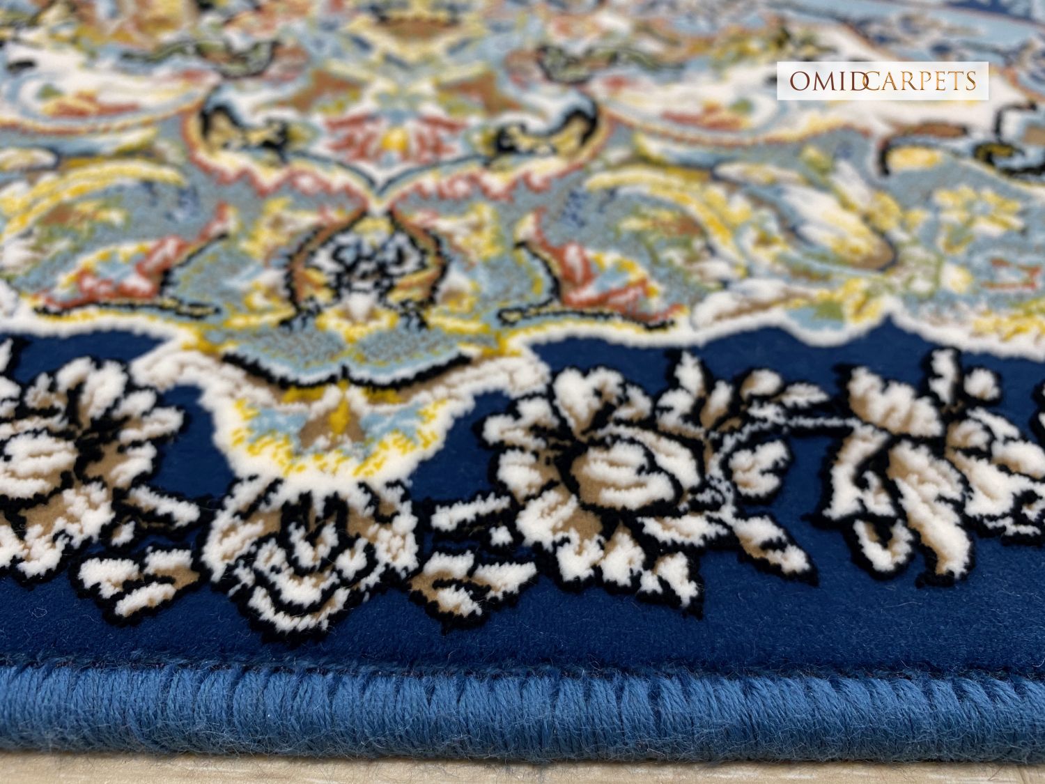 قالین 1200 شانه * Blauw Tapijt Laagpolig Klassiek Vloerkleed - Omid Premium Classic Hand Look - 3 Miljoen punten/m²