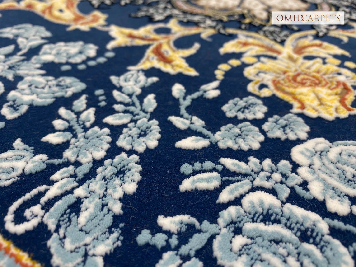 قالین 1200 شانه * Blauw Tapijt Laagpolig Klassiek Vloerkleed - Omid Premium Classic Hand Look - 3 Miljoen punten/m²