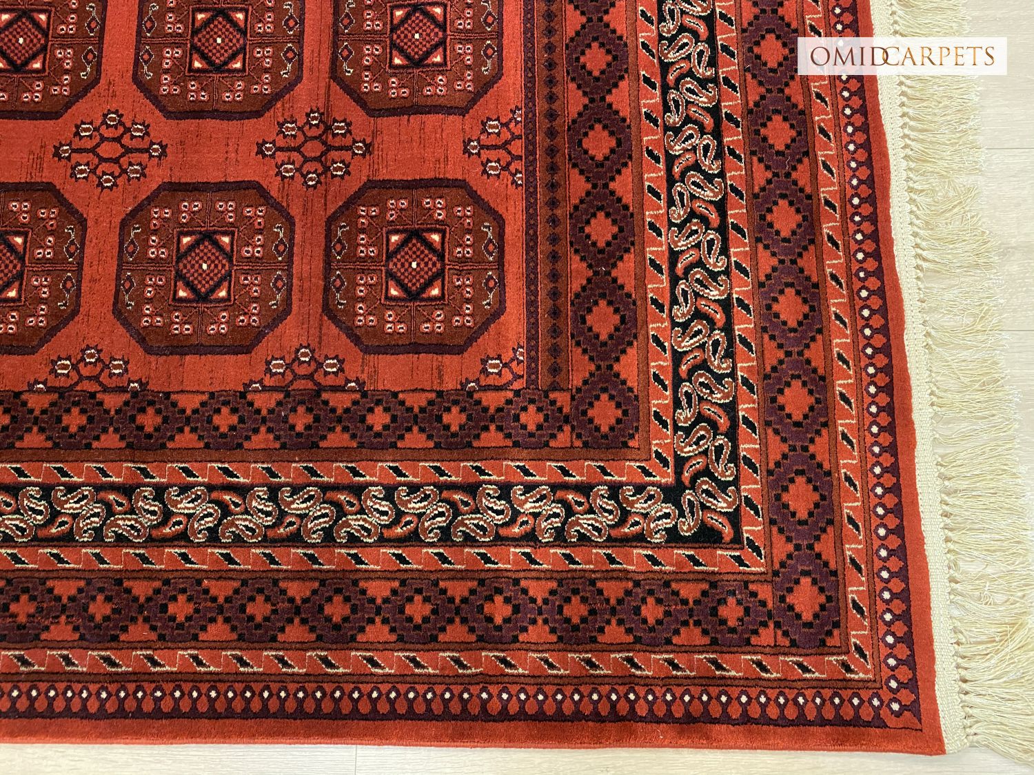 Rood Tapijt Laagpolig Klassiek Vloerkleed - Omid Premium Classic Hand Look - 1,5 Miljoen punten/m²