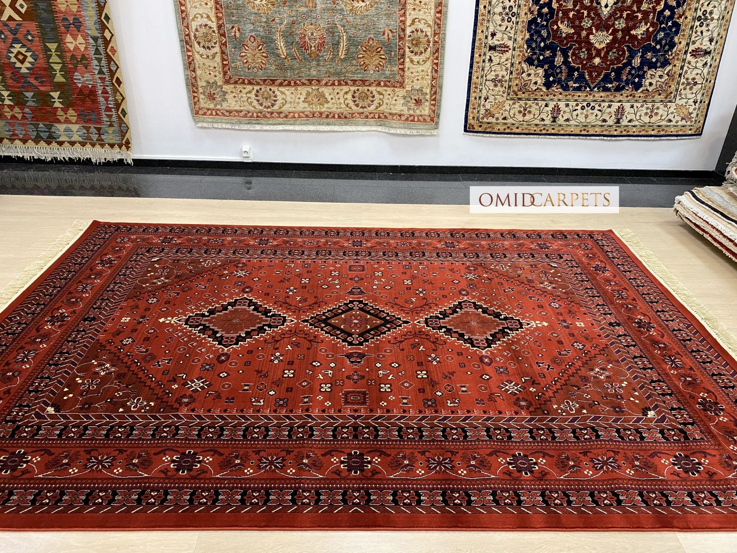 Rood Tapijt Laagpolig Klassiek Vloerkleed - Omid Premium Classic Hand Look - 1,5 Miljoen punten/m²