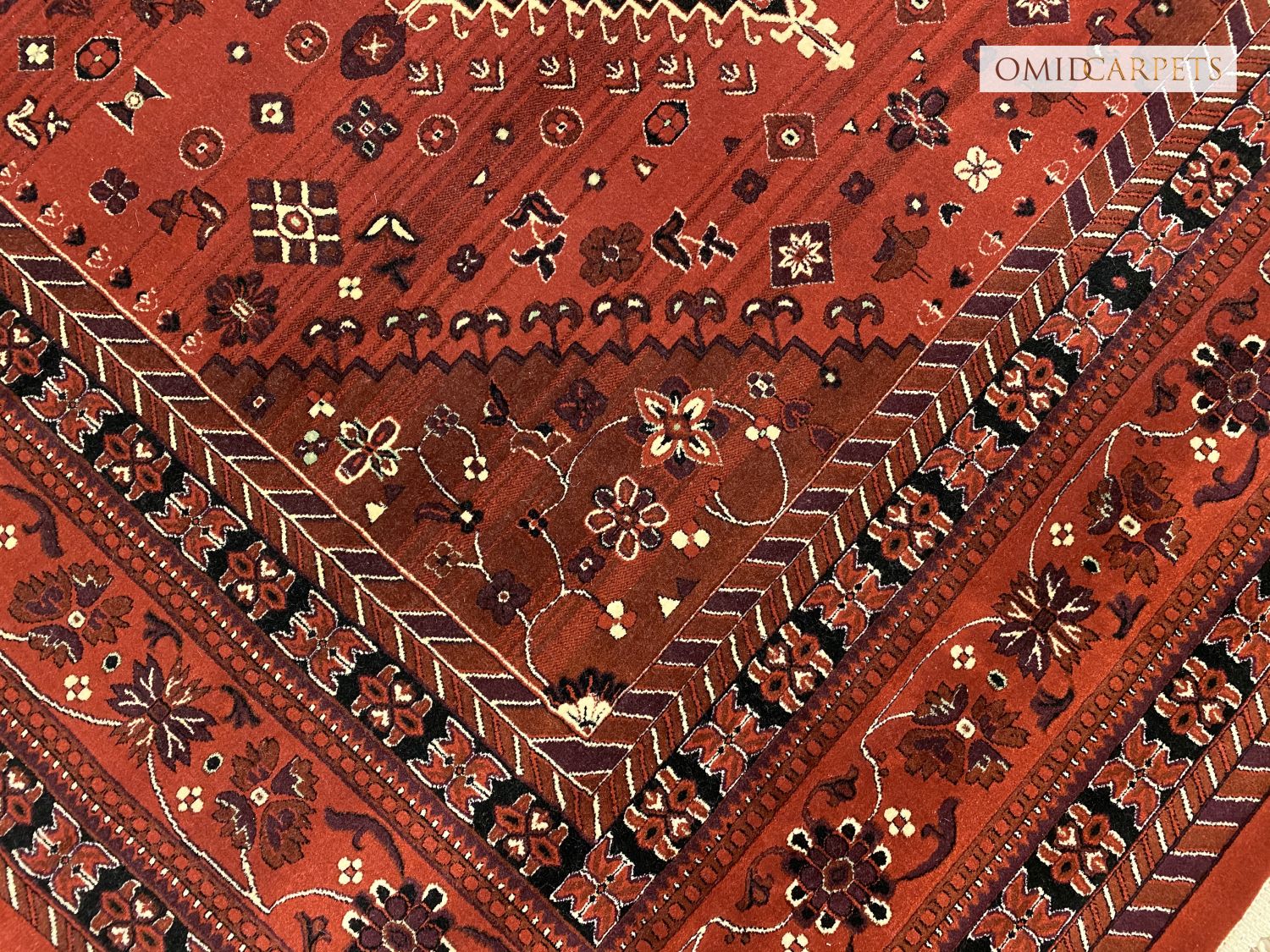 Rood Tapijt Laagpolig Klassiek Vloerkleed - Omid Premium Classic Hand Look - 1,5 Miljoen punten/m²