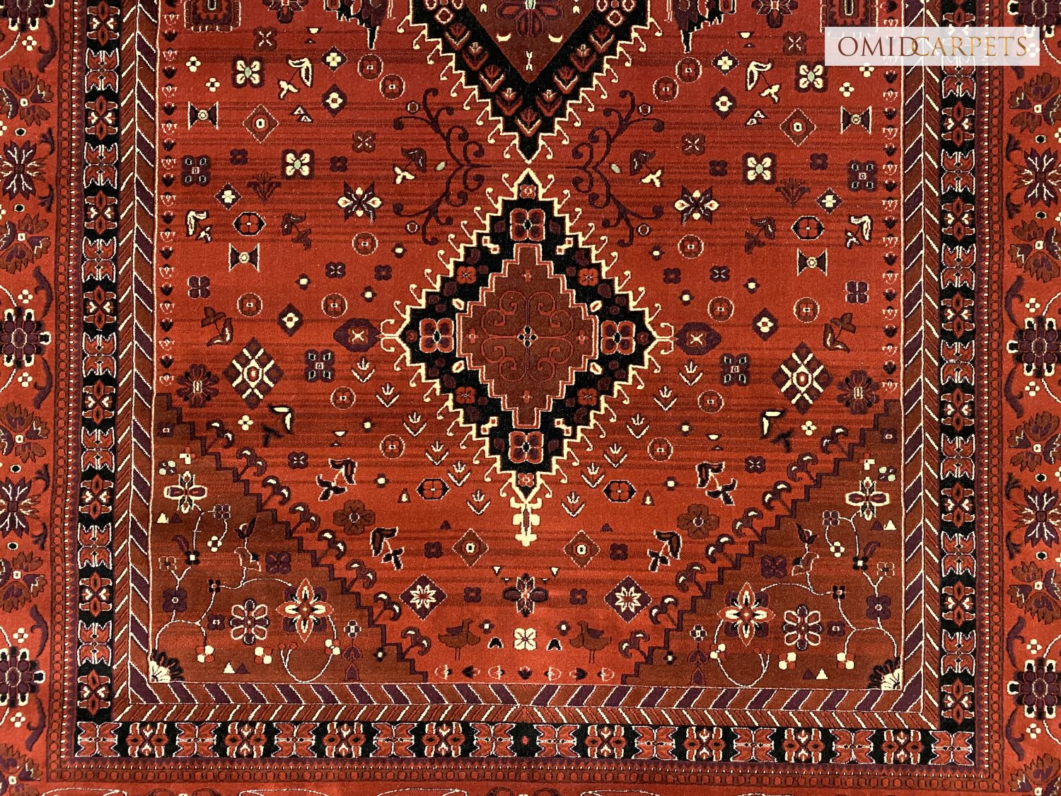 Rood Tapijt Laagpolig Klassiek Vloerkleed - Omid Premium Classic Hand Look - 1,5 Miljoen punten/m²