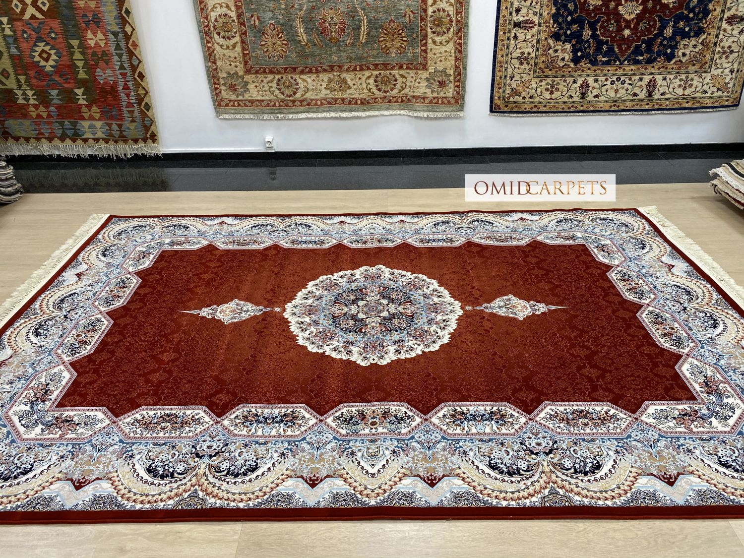 قالین 1200 شانه * Rood Tapijt Laagpolig Klassiek Vloerkleed - Omid Premium Classic Hand Look - 3 Miljoen punten/m²