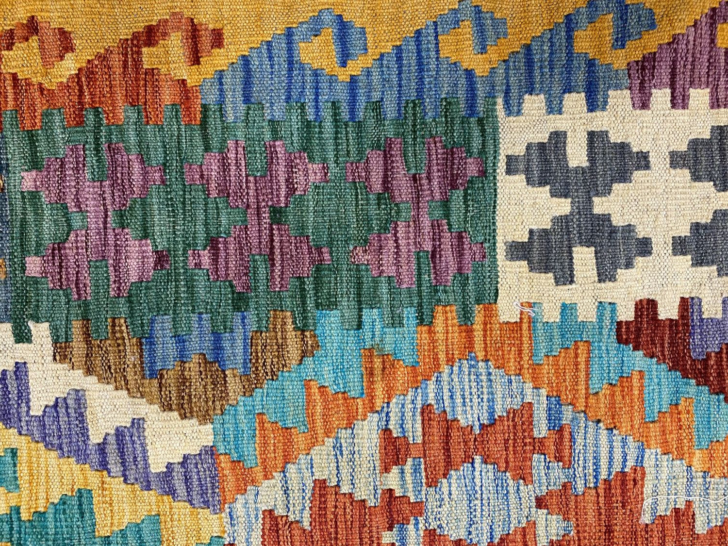 Kleurrijk Tapijt Laagpolig Handgeweven Wollen Vloerkleed - Omid Afghan Kelim 295x193cm