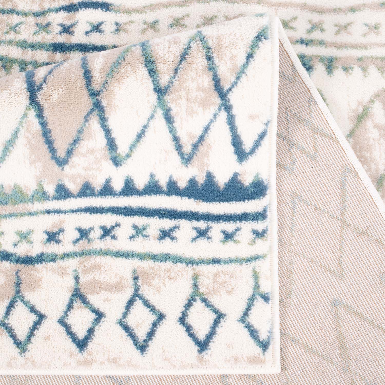 Tapijt Omid Spring Laagpolig Vloerkleed Symmetrisch Blauw - Omid Carpets