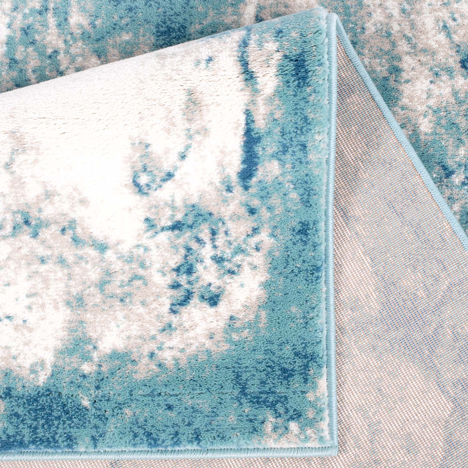 Tapijt Omid Spring Laagpolig Vloerkleed Abstract Blauw - Omid Carpets
