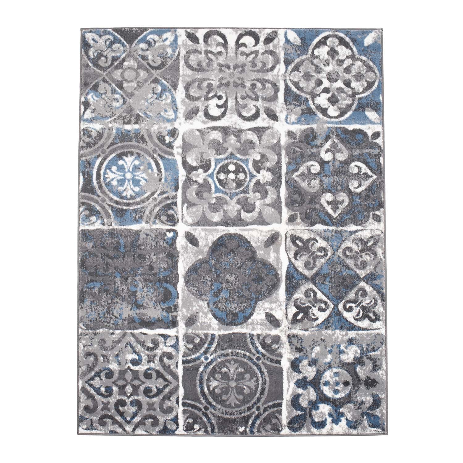 Tapijt Omid Spring Laagpolig Vloerkleed Bloempatronen Blauw - Omid Carpets